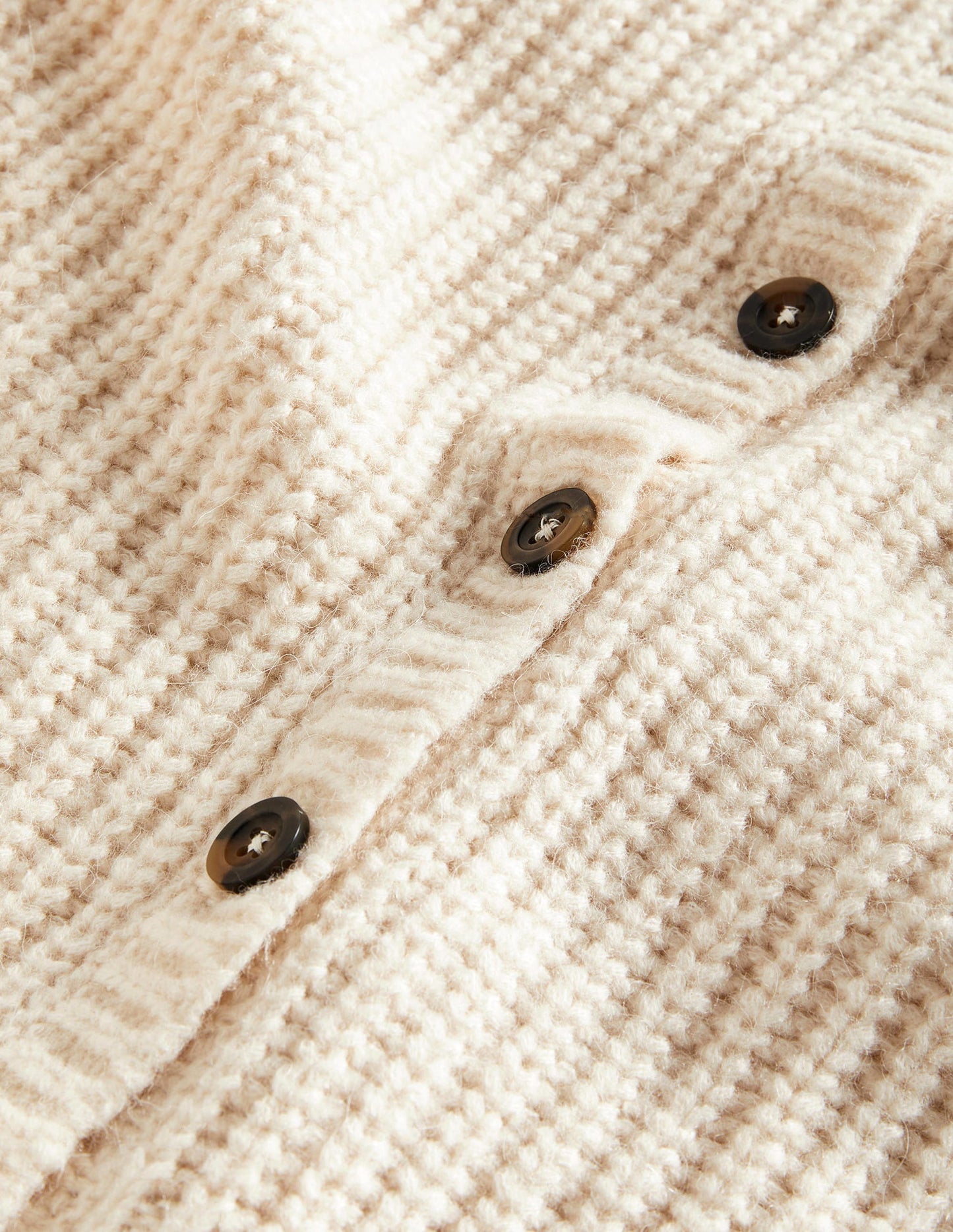 Cream Chunky Ribbed Fluffy Cardigan-Warm Ivory