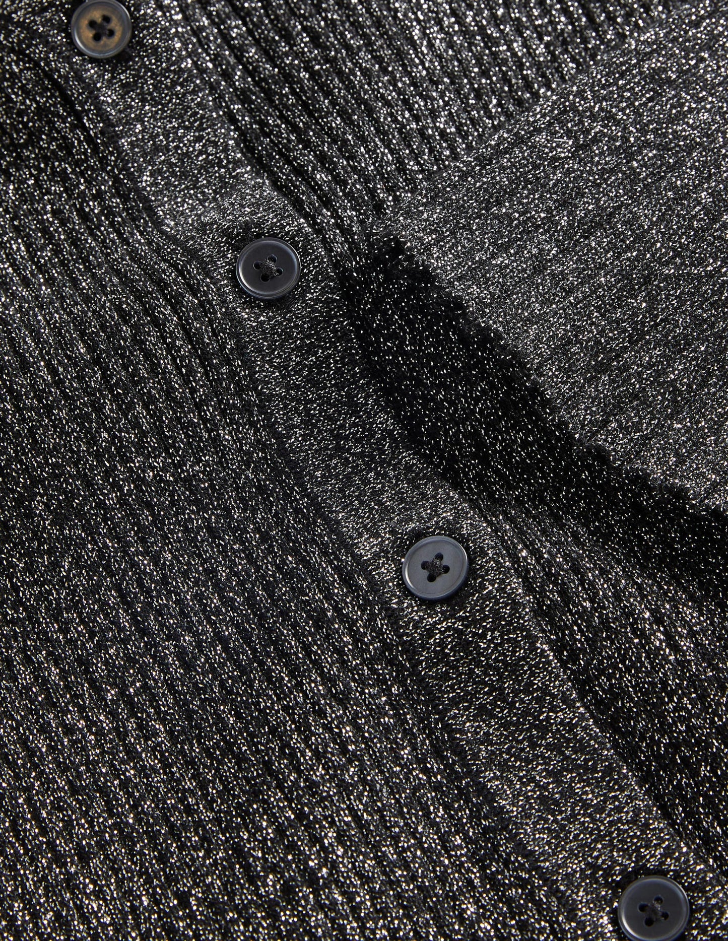 Black Ribbed Metallic Cardigan-Silver, Black
