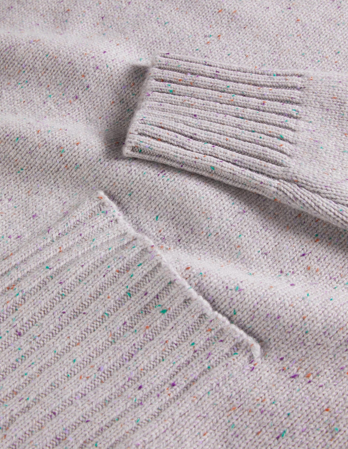 Cashmere High Neck Jumper-Ivory, Multi Nep