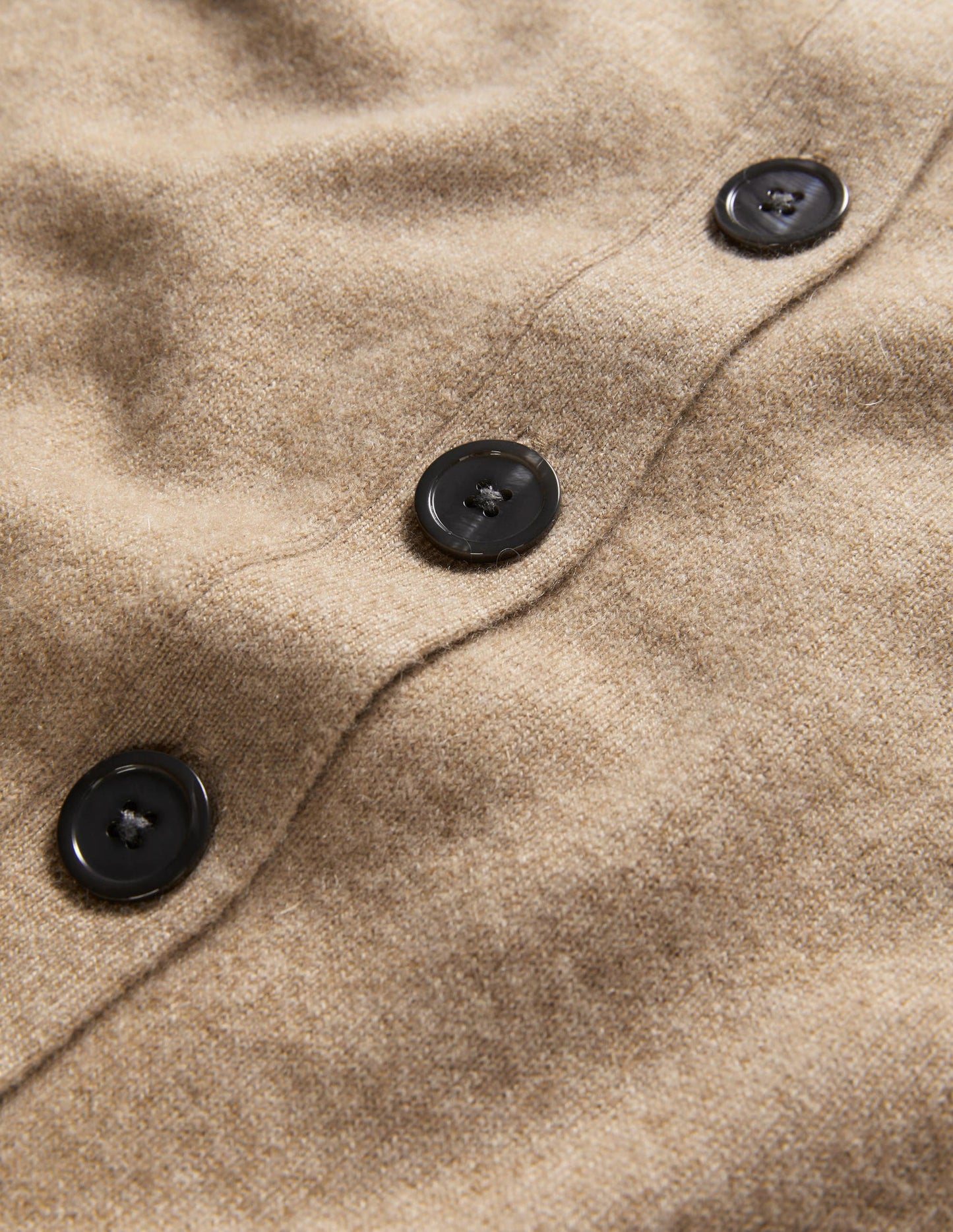 Cashmere Crew Neck Cardigan-Camel Melange