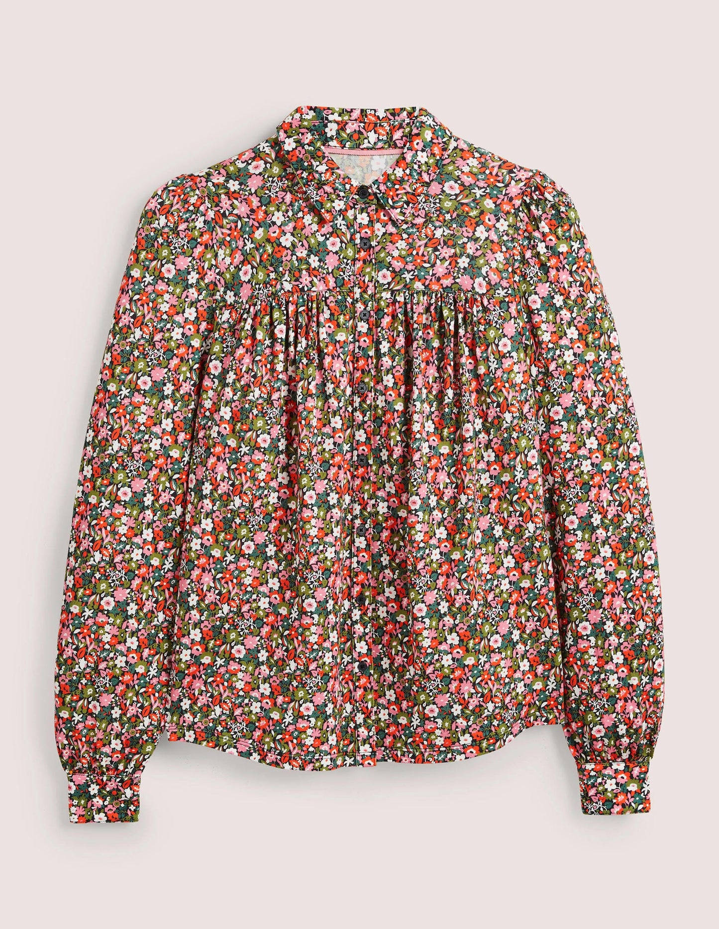 Gathered Detail Shirt-Multi, Floret Meadow