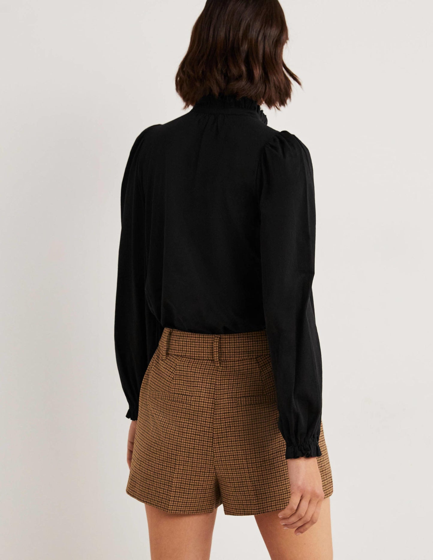 Embroidered Woven Mix Top-Black
