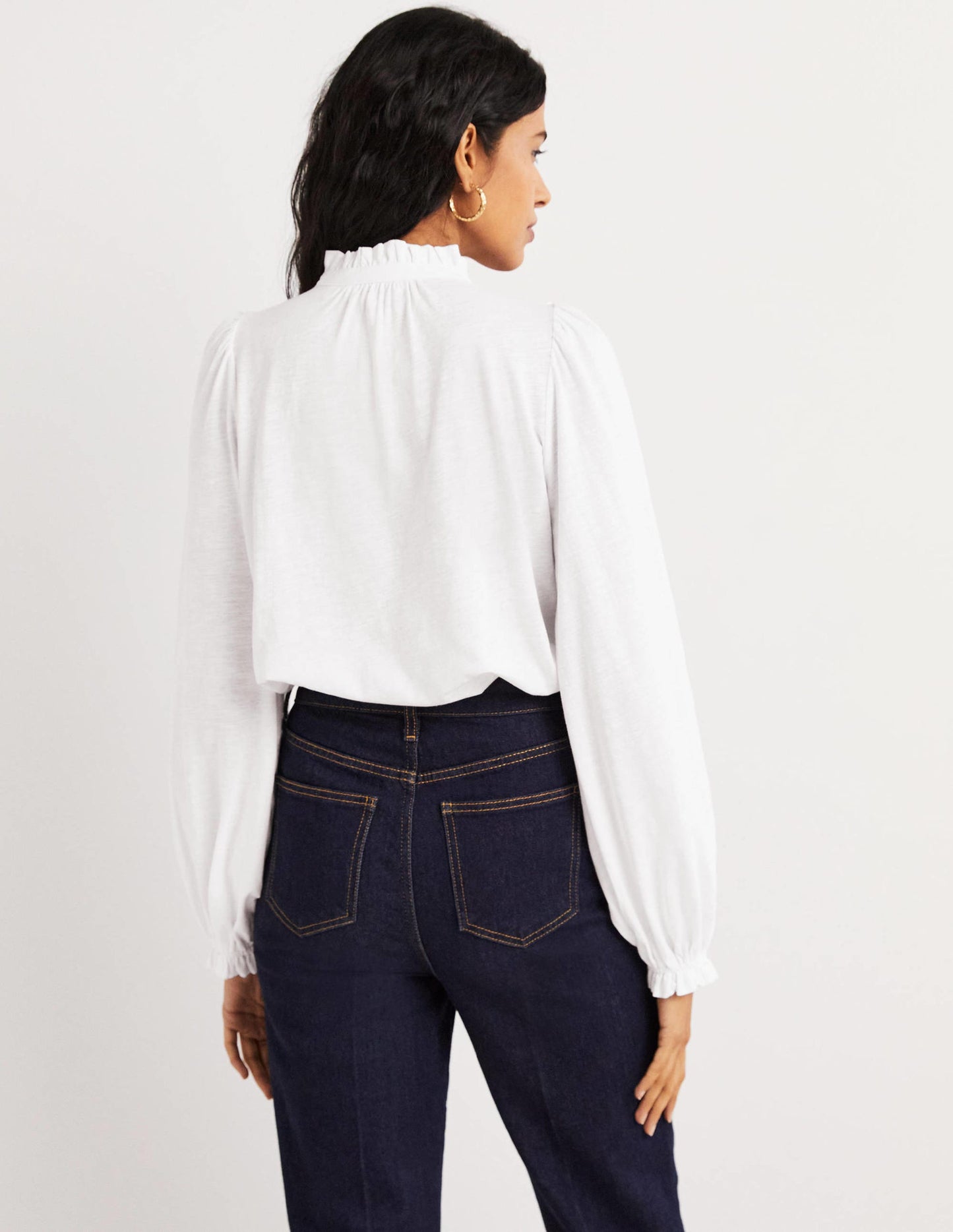 Embroidered Woven Mix Top-White