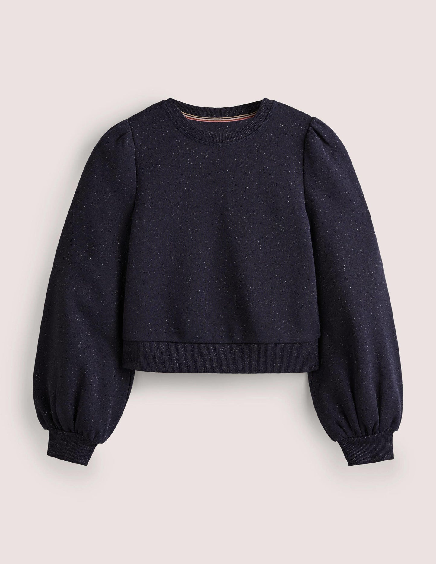 Cropped Sparkle Sweatshirt-Navy, Sparkle