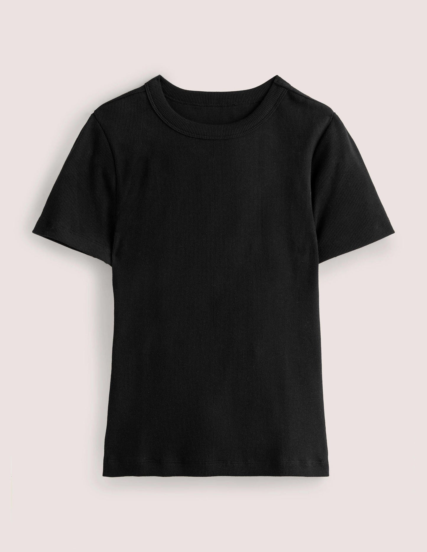 Cotton Ribbed T-Shirt-Black