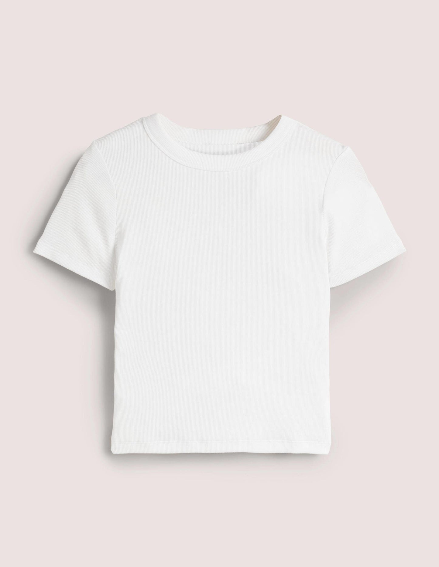 Cotton Ribbed T-Shirt-White