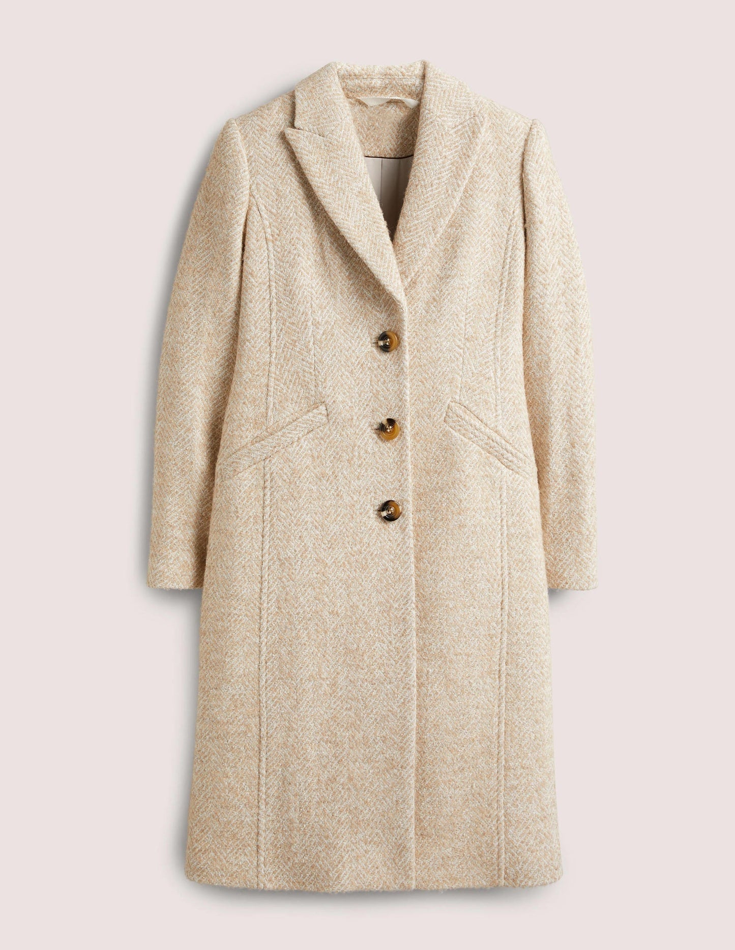 Wool Blend Tailored Coat-Gold Metallic Herringbone