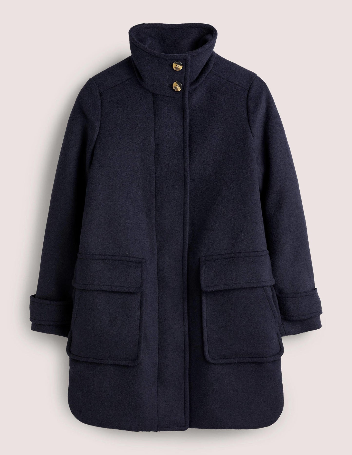 Brushed Wool Coat-Navy