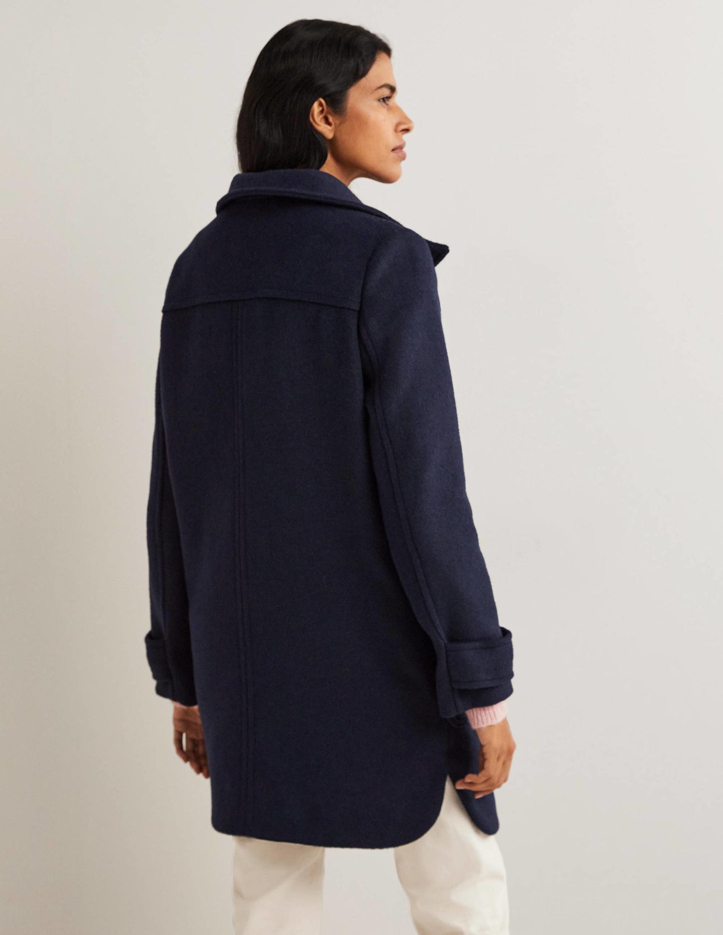 Brushed Wool Coat-Navy