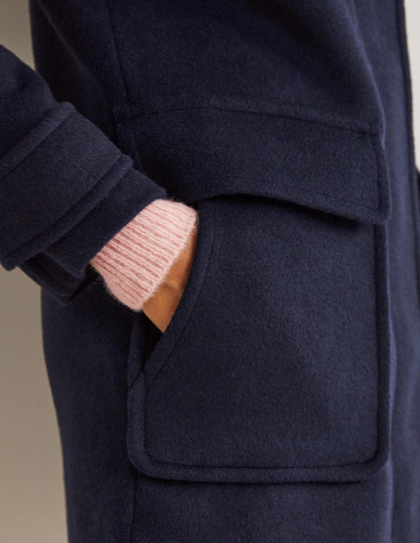 Brushed Wool Coat-Navy