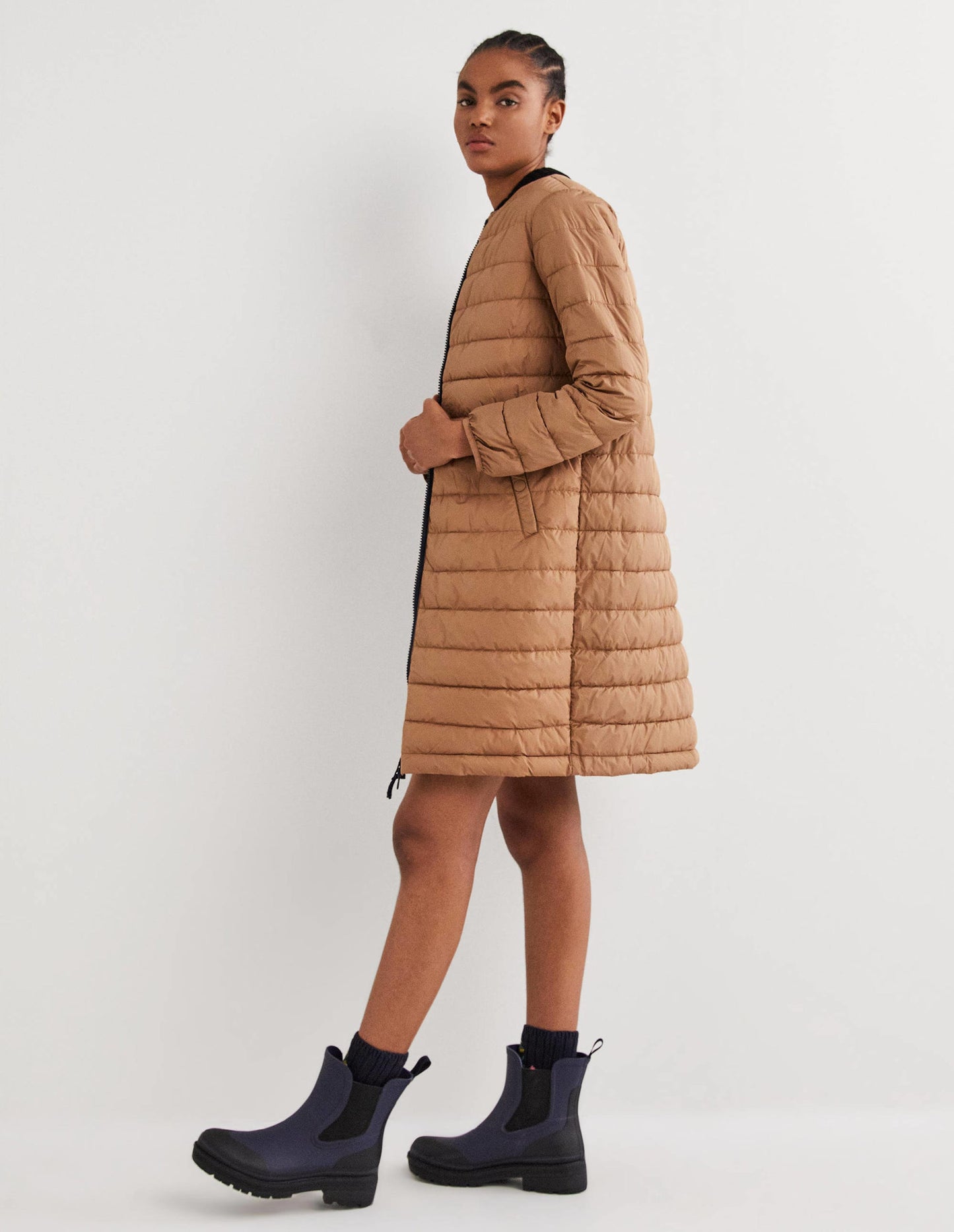 Longline Hooded Puffer Coat-Fire Opal