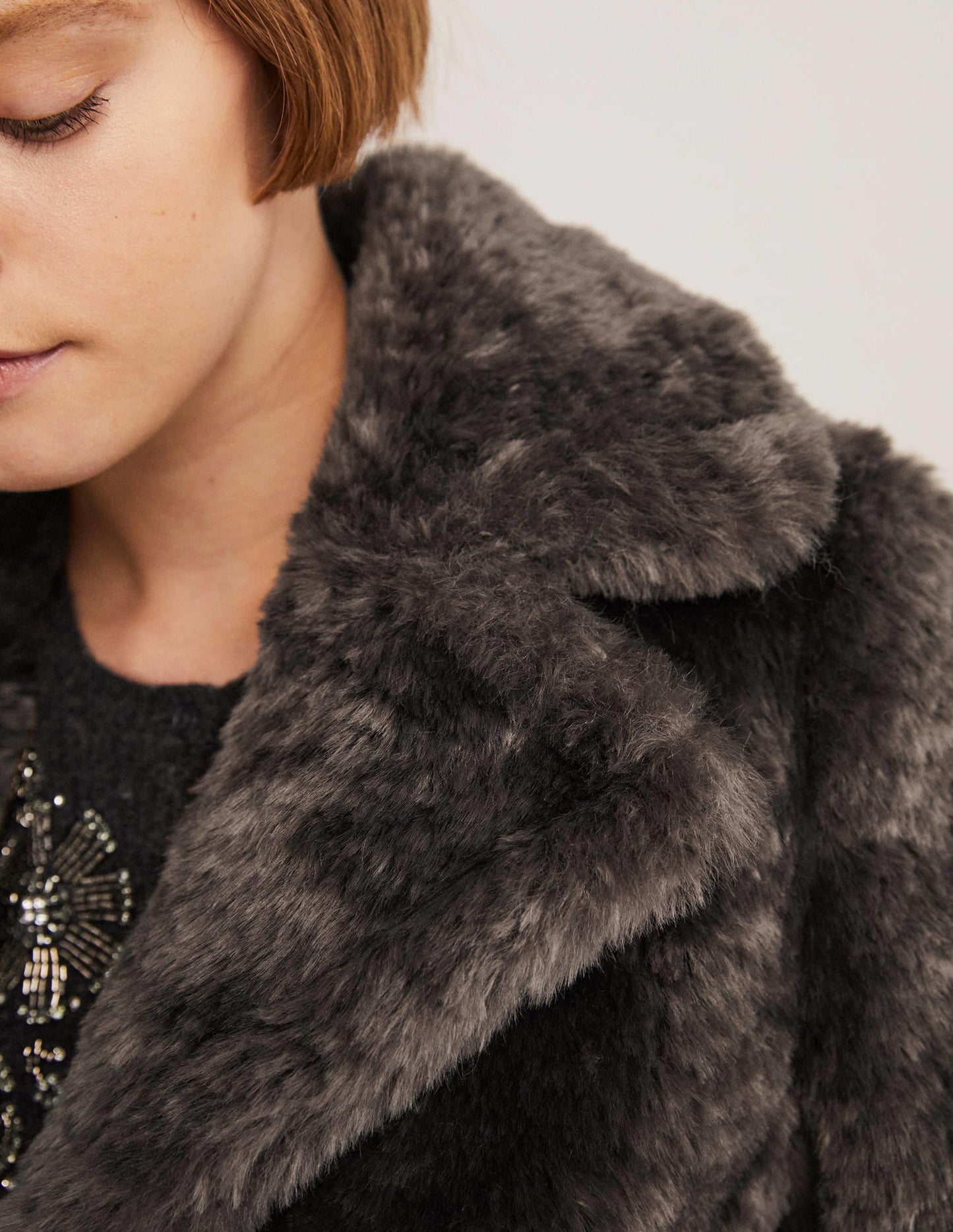 Faux Fur Jacket-Chocolate