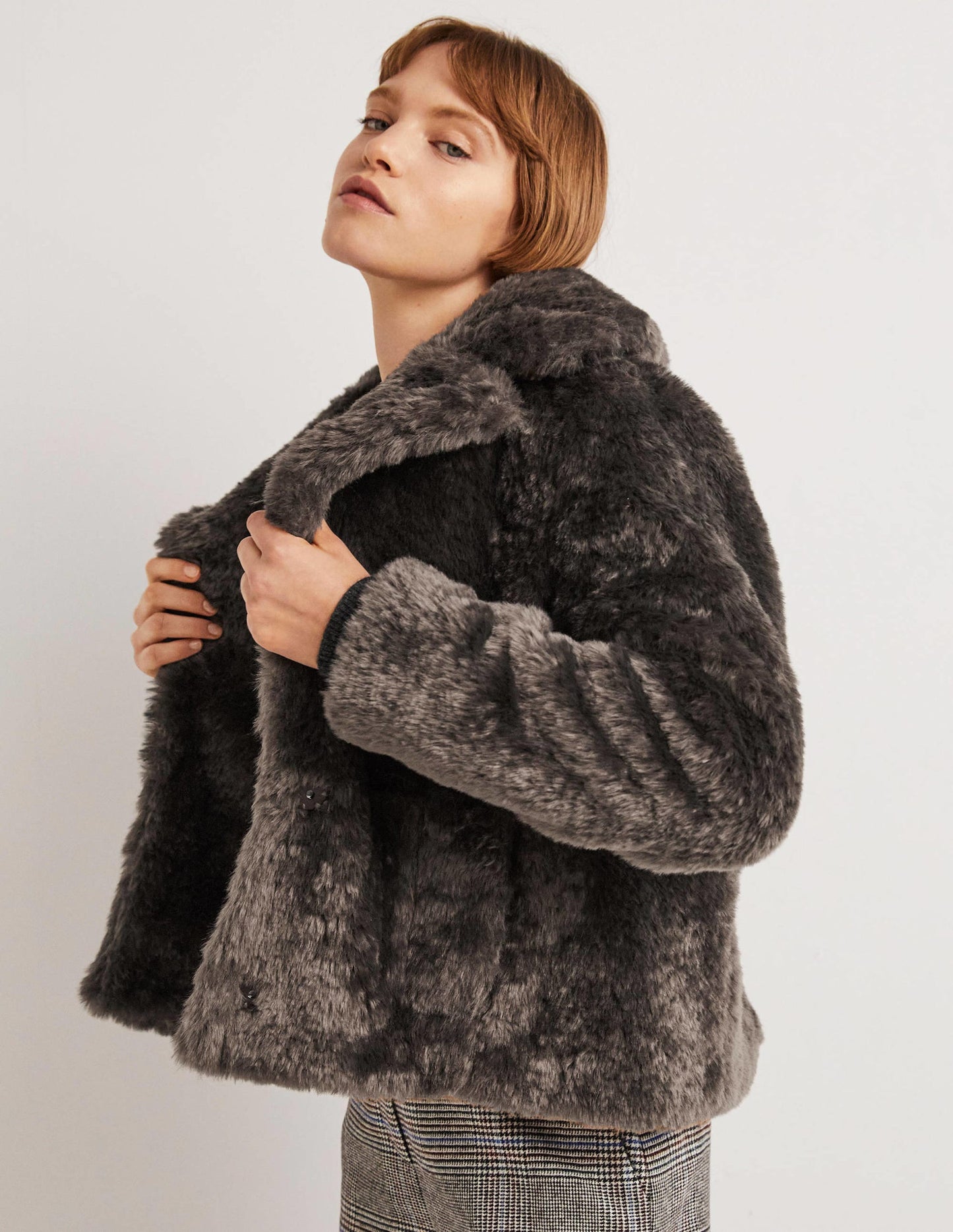 Faux Fur Jacket-Chocolate