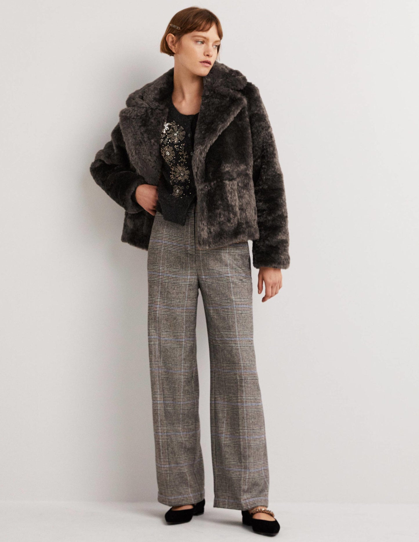 Faux Fur Jacket-Chocolate
