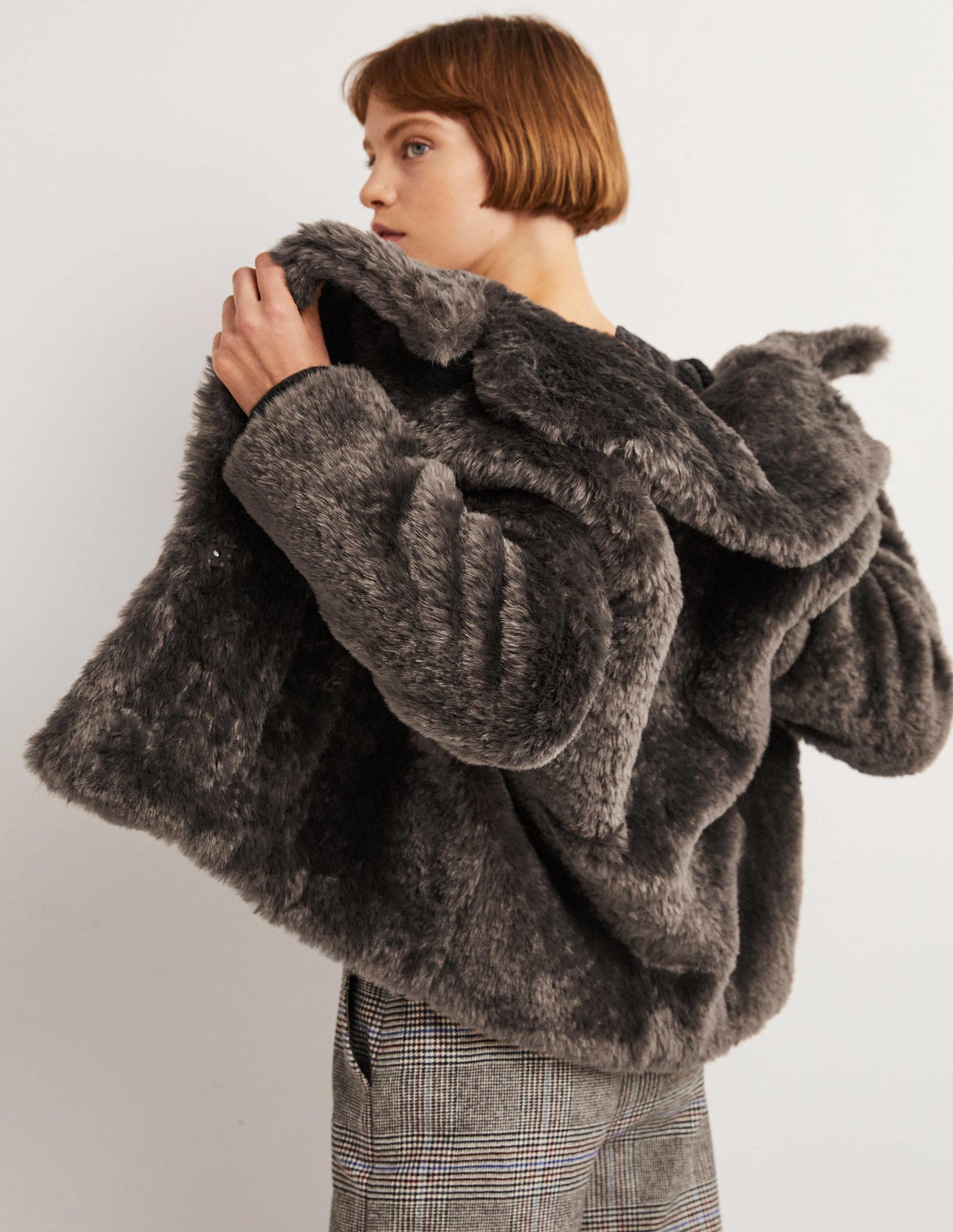 Faux Fur Jacket-Chocolate