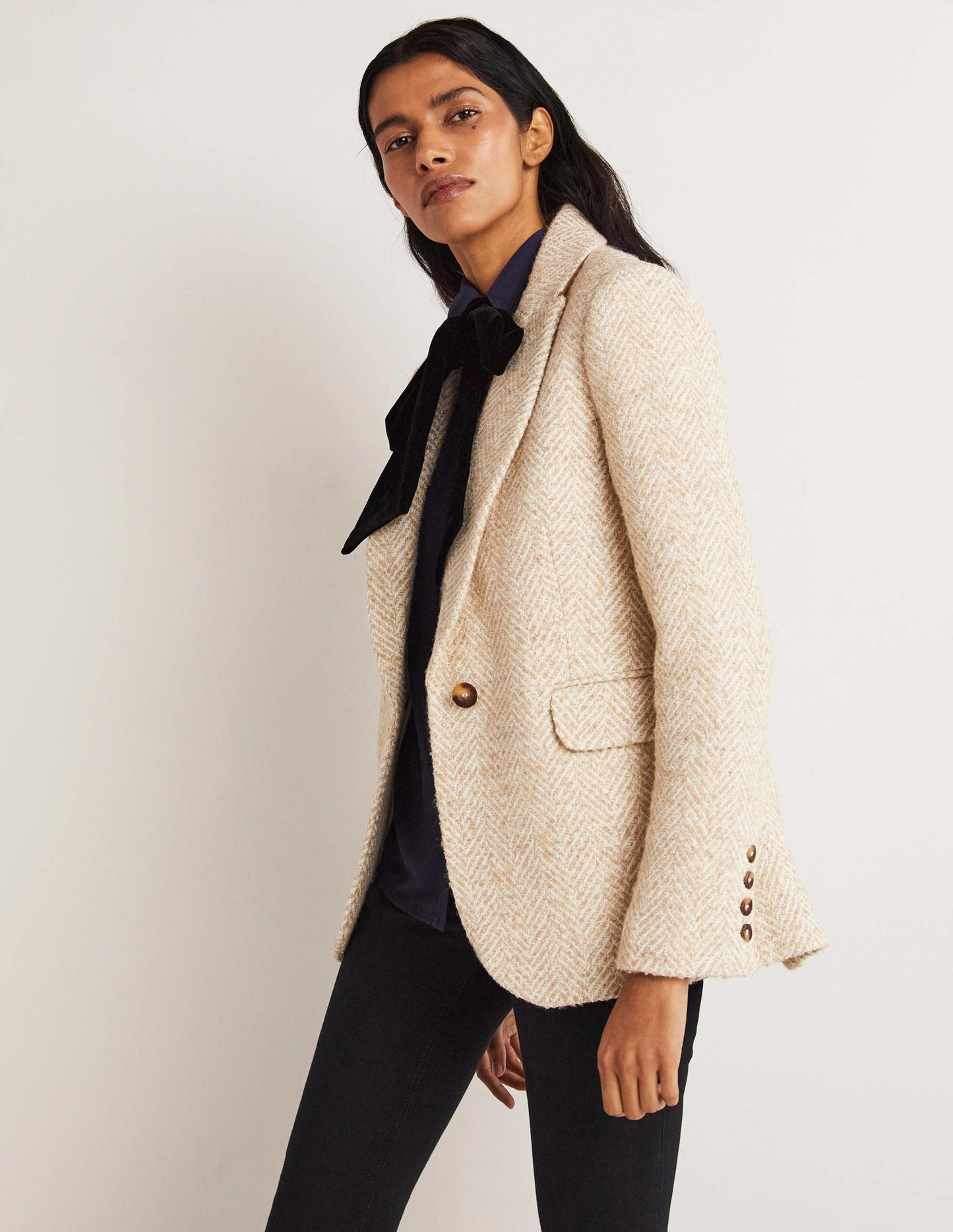 Herringbone Party Blazer-Gold Metallic Herringbone