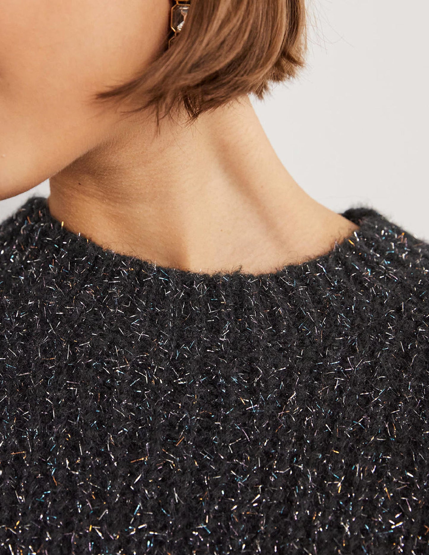 Chunky Ribbed Jumper-Black Sparkle