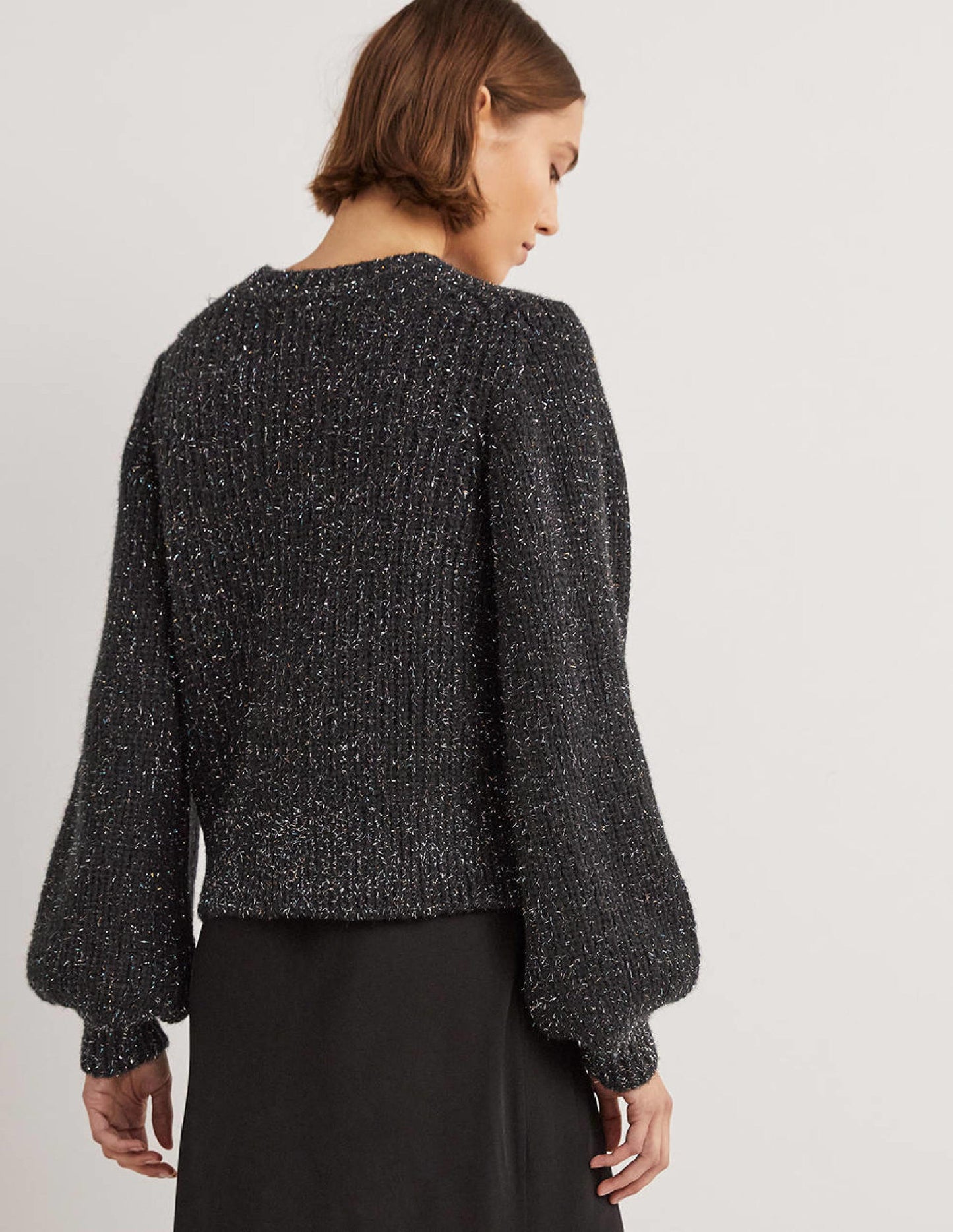 Chunky Ribbed Jumper-Black Sparkle
