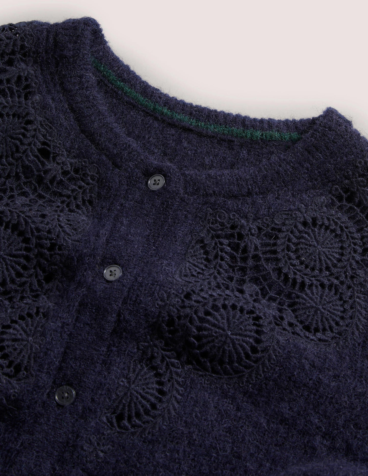 Detail Fluffy Cardigan-Navy Embroidery