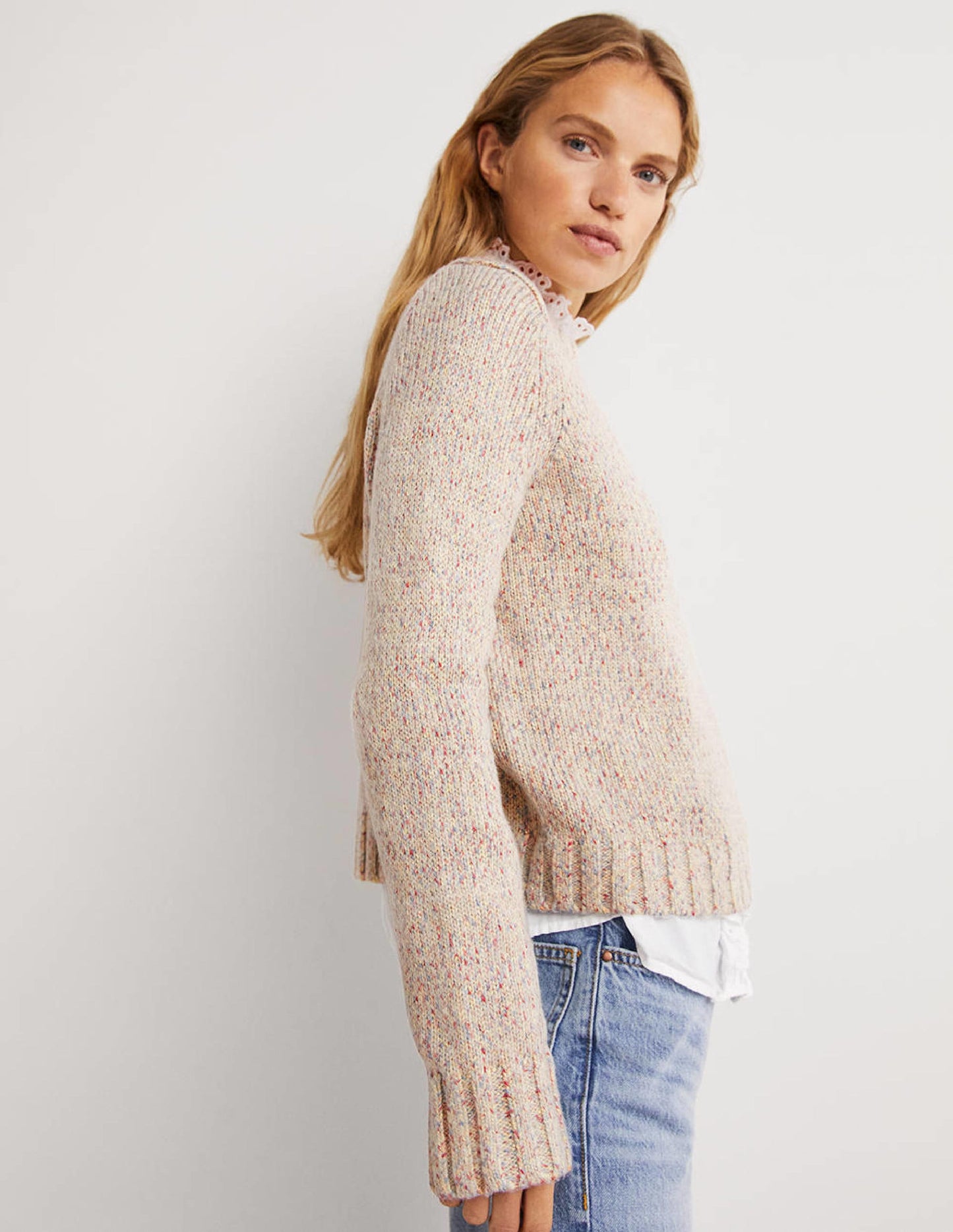 Speckled Fluffy Jumper-Ivory