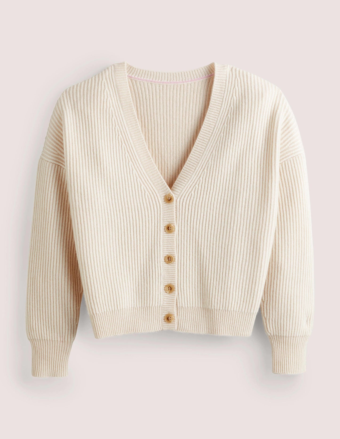Ribbed Knit Cashmere Cardigan-Rope