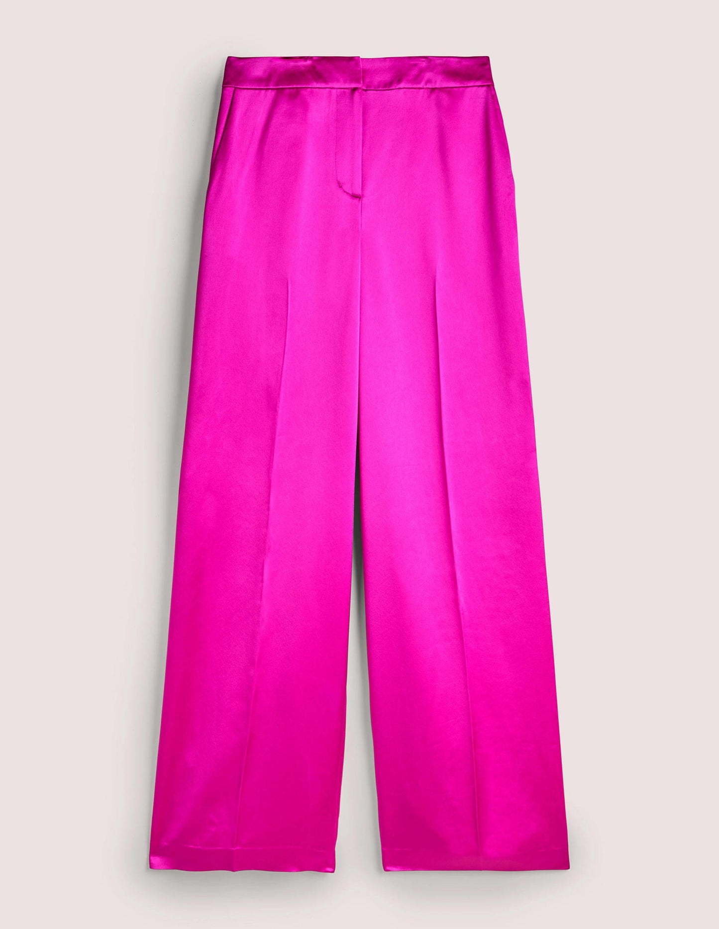 Wide Leg Satin Trousers-Fuchsia Satin