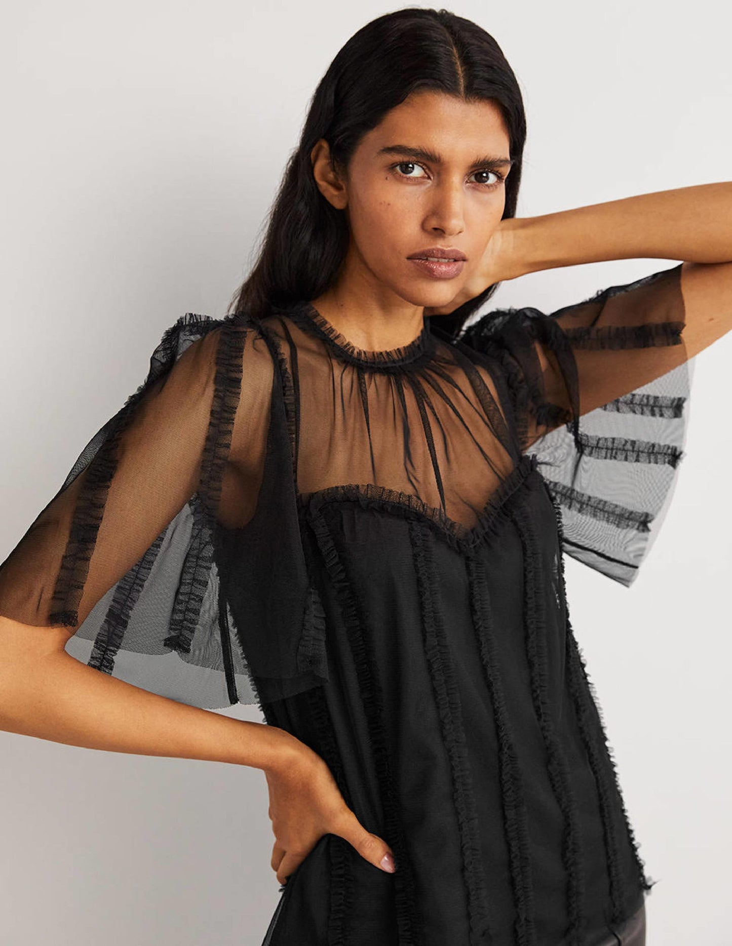 Black Sweetheart Tulle Party Top-Black