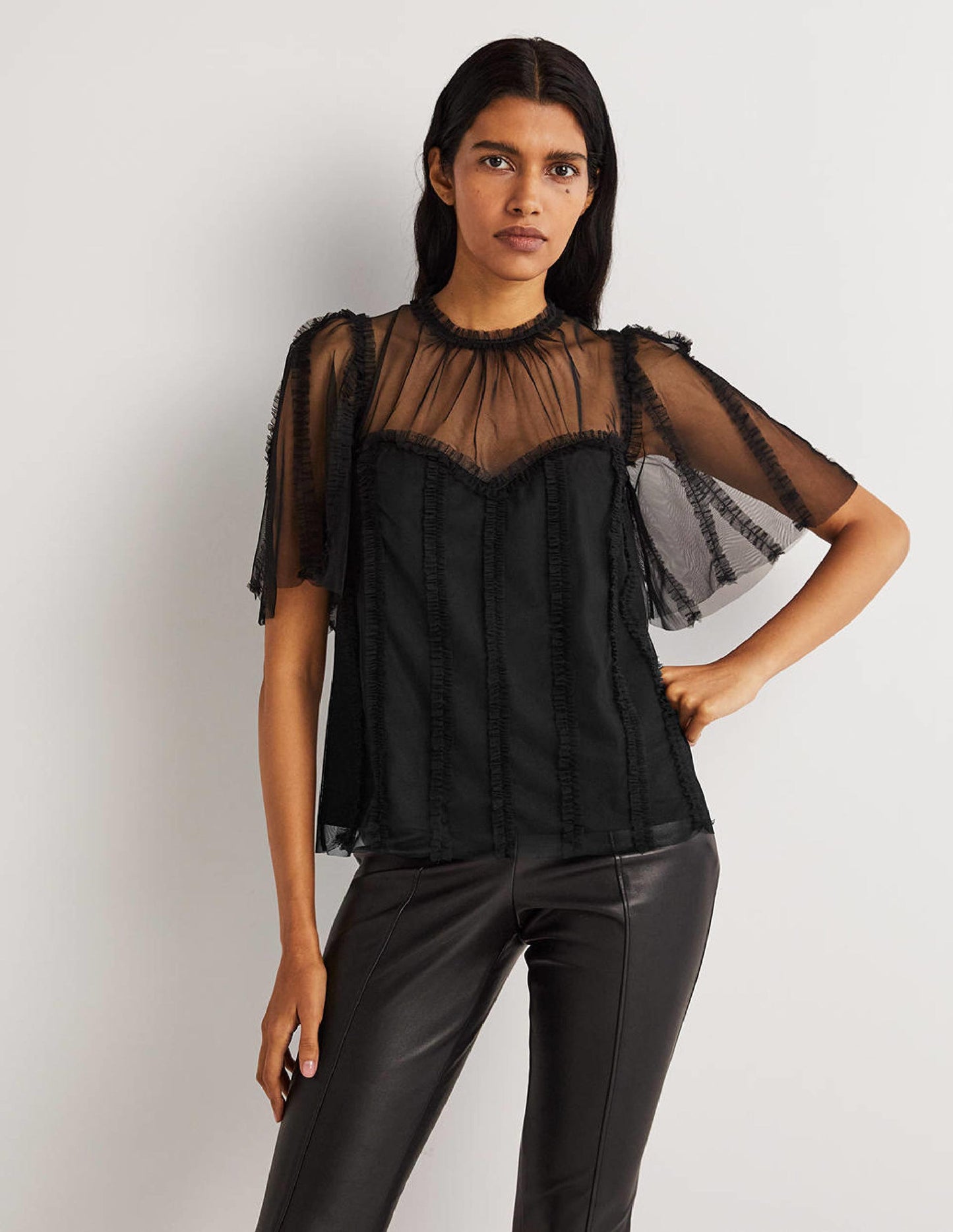 Black Sweetheart Tulle Party Top-Black