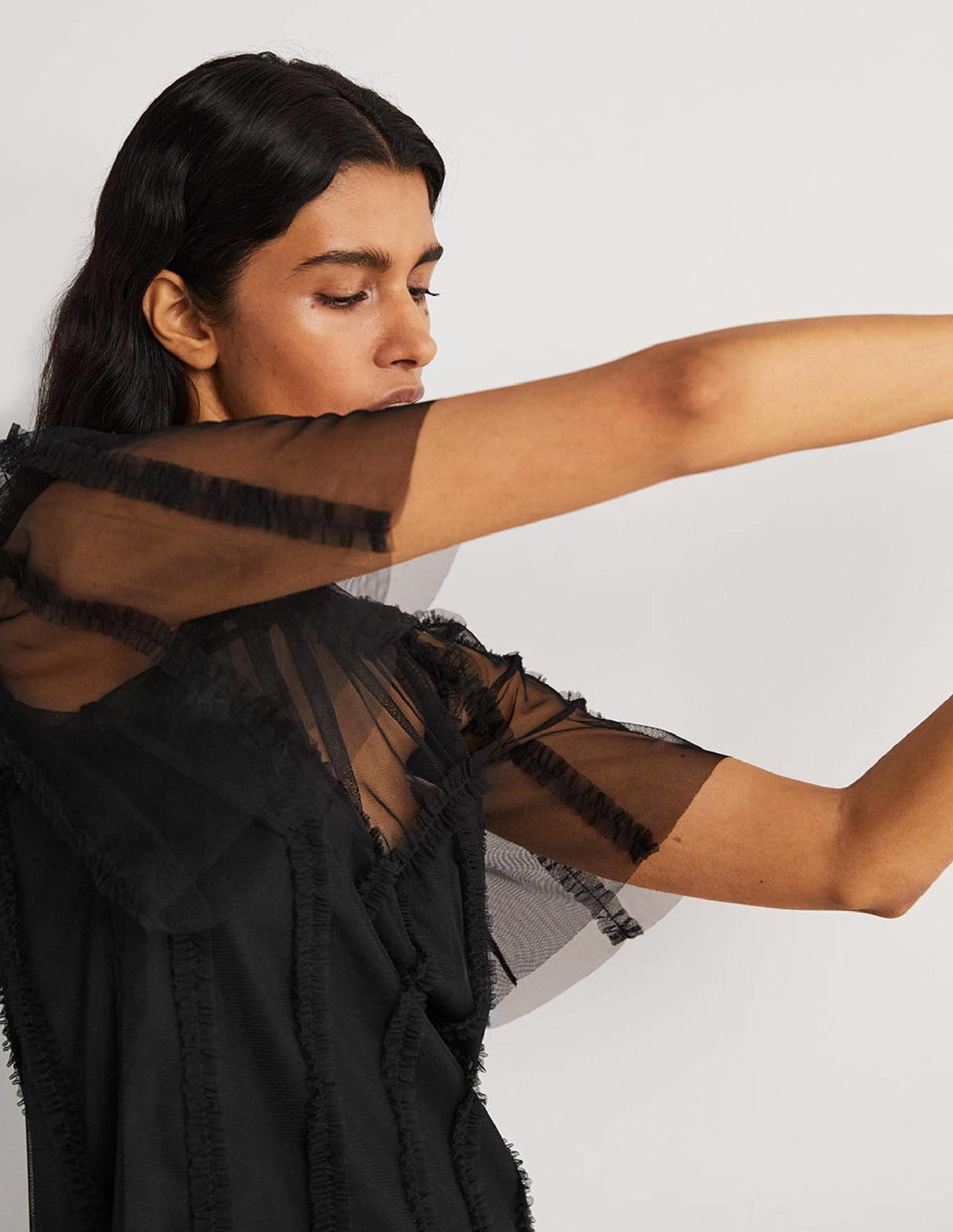 Black Sweetheart Tulle Party Top-Black