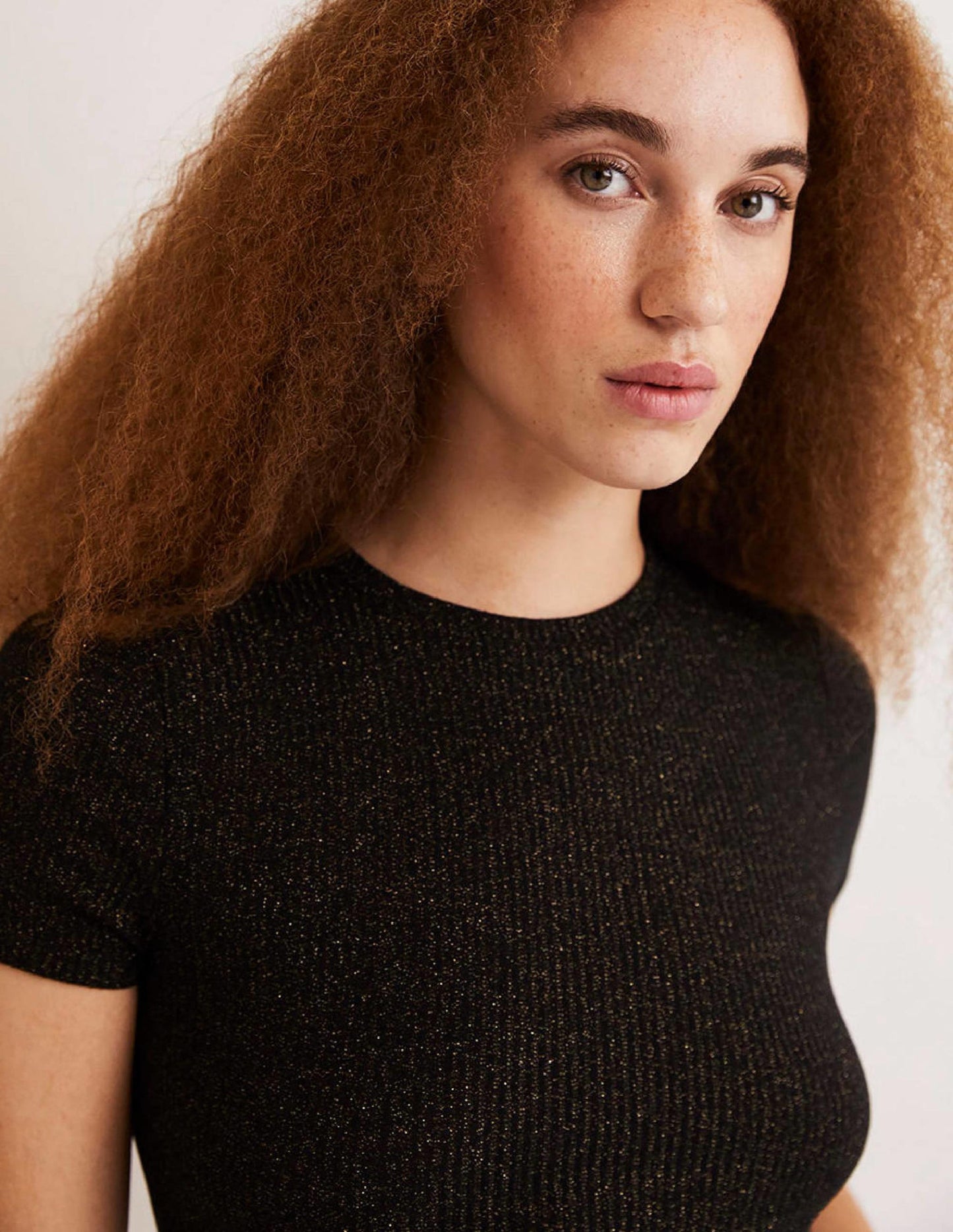 Sparkle Shrunken T-Shirt-Black/Gold Sparkle