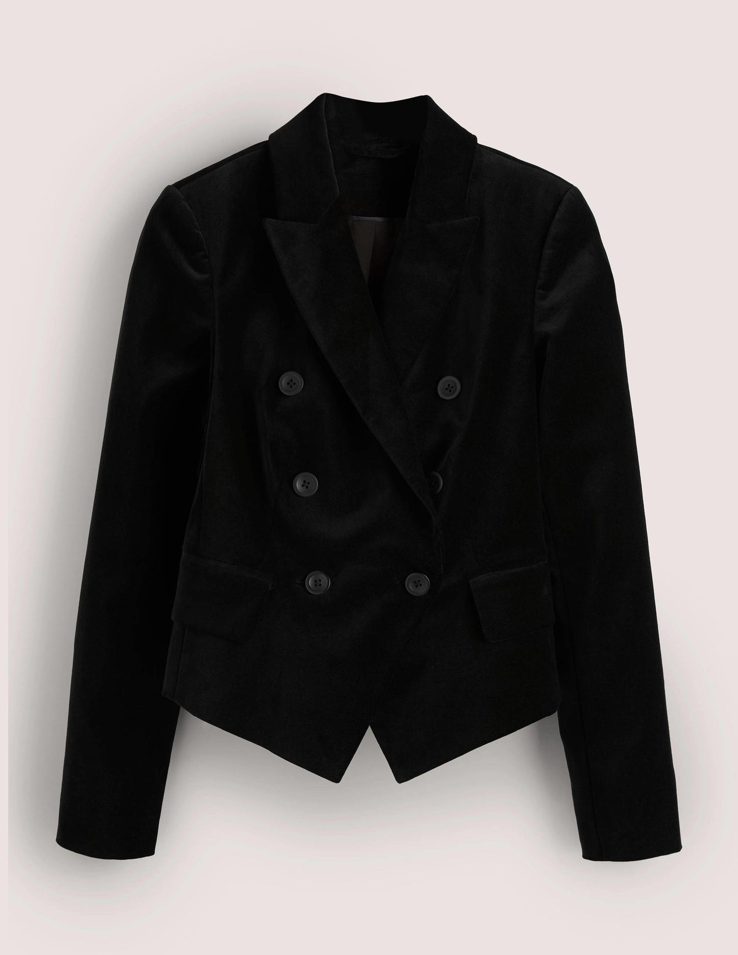 Double Breasted Velvet Blazer-Black