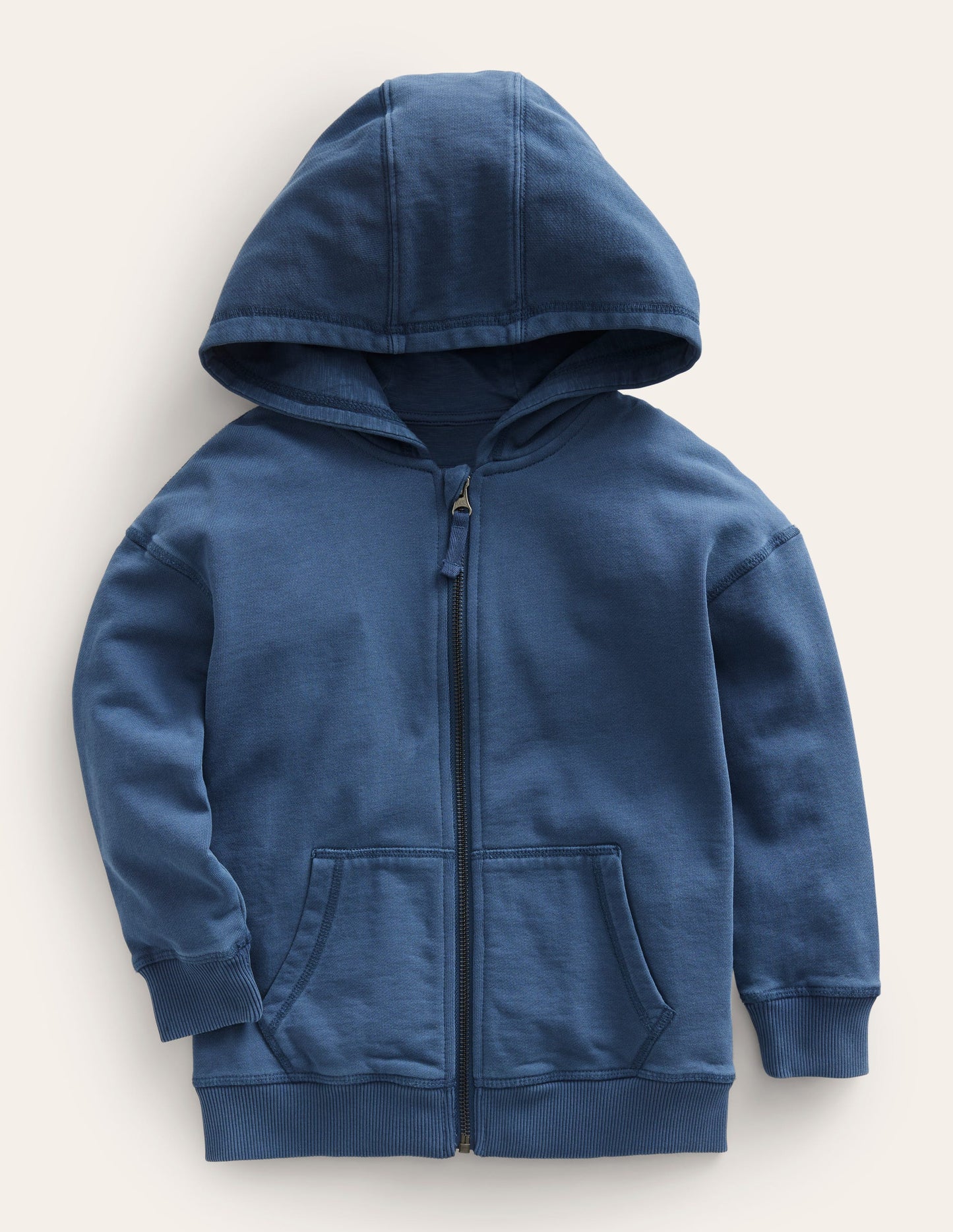 Garment Dye Zip-Though Hoodie-Robot Blue