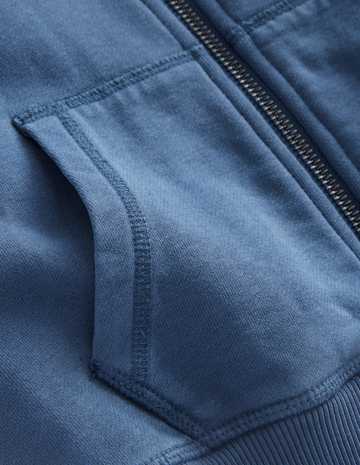 Garment Dye Zip-Though Hoodie-Robot Blue