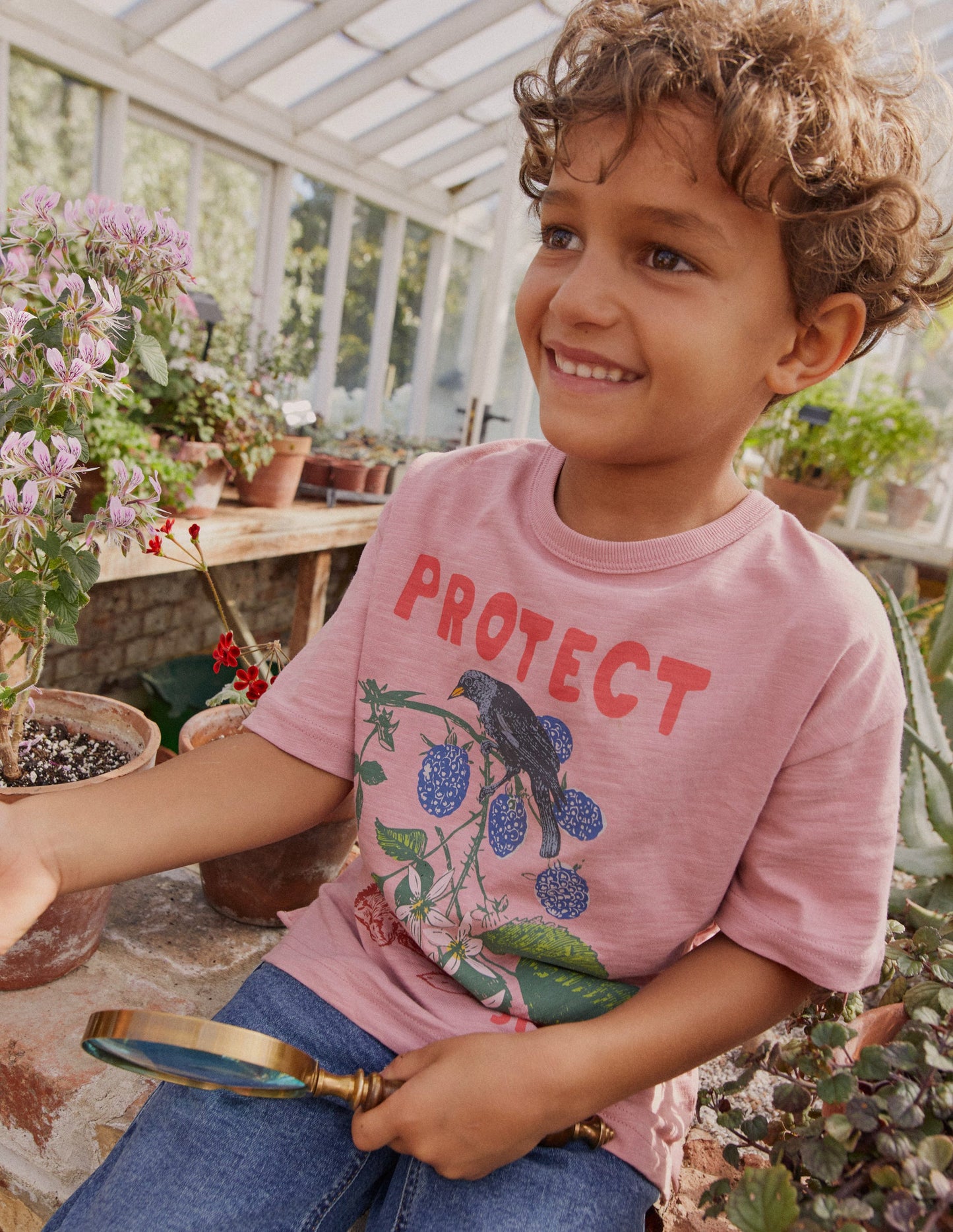 Eco-Print Relaxed T-Shirt-Almond Pink Protect