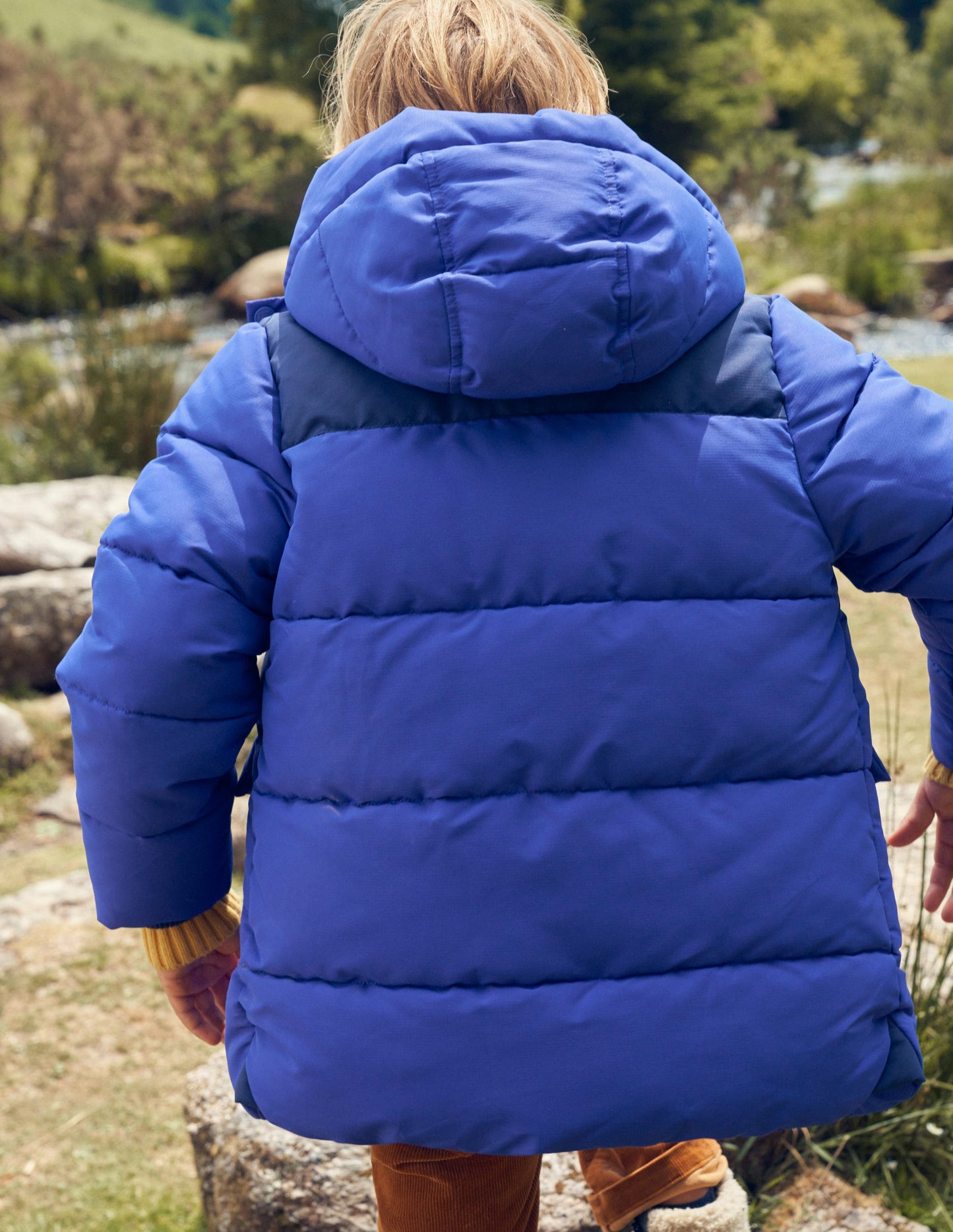Fleece Lined Padded Coat-Bluing