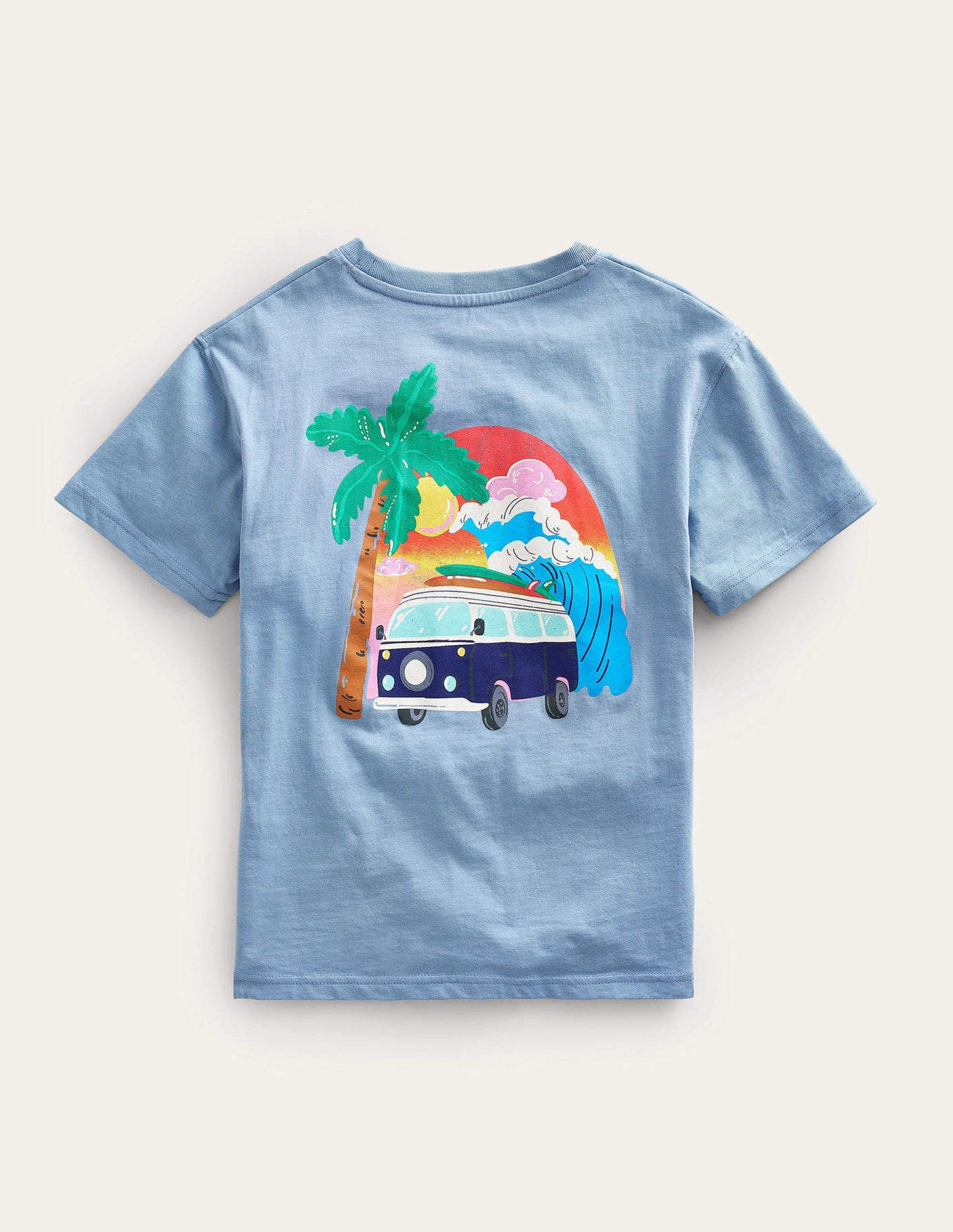 Front and Back Logo T-shirt-Pebble Blue