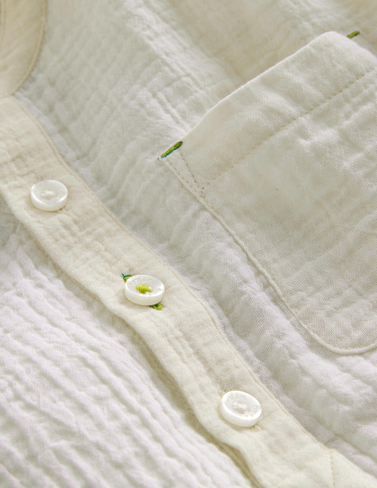 Double Cloth Grandad Shirt-Vanilla Pod Ivory