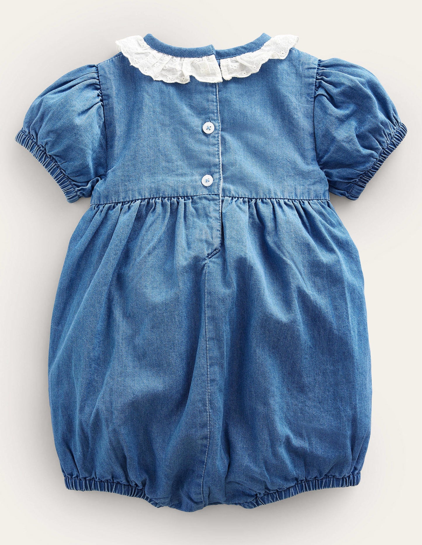 Woven Smocked Romper-Chambray Ducks