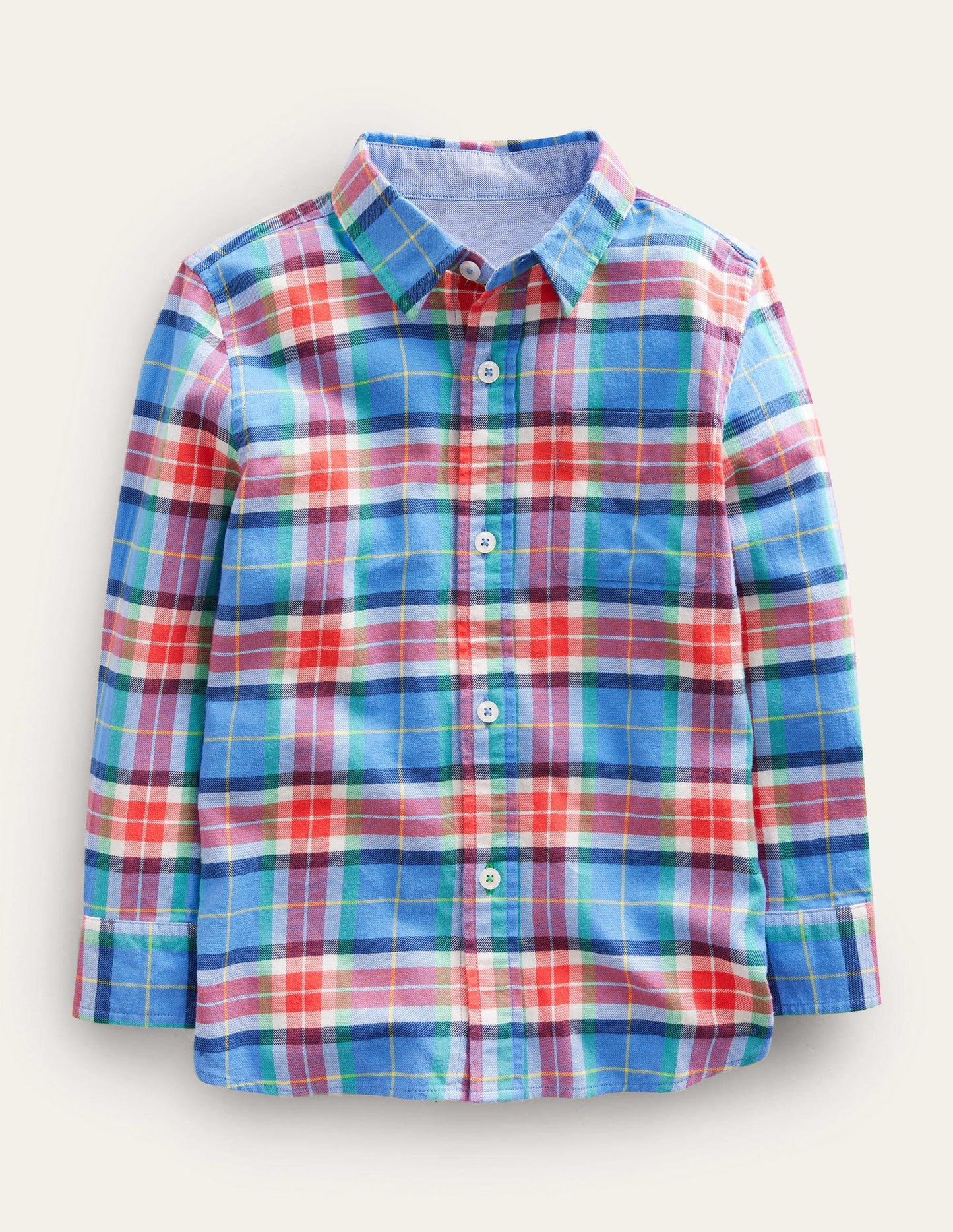 Casual Twill Shirt-Blue/Orange Check