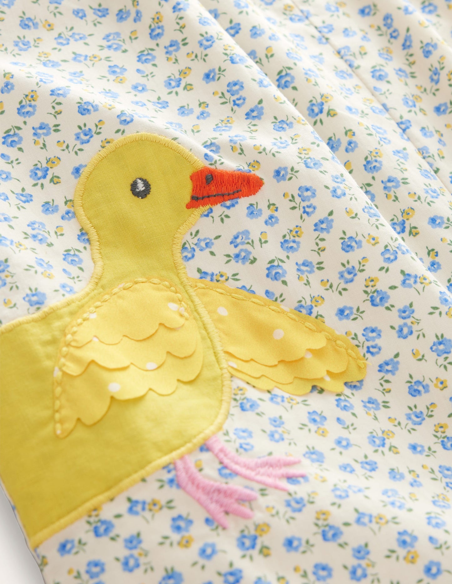 Applique Ruffle Romper-Pale Blue Tiny Rose Chicks