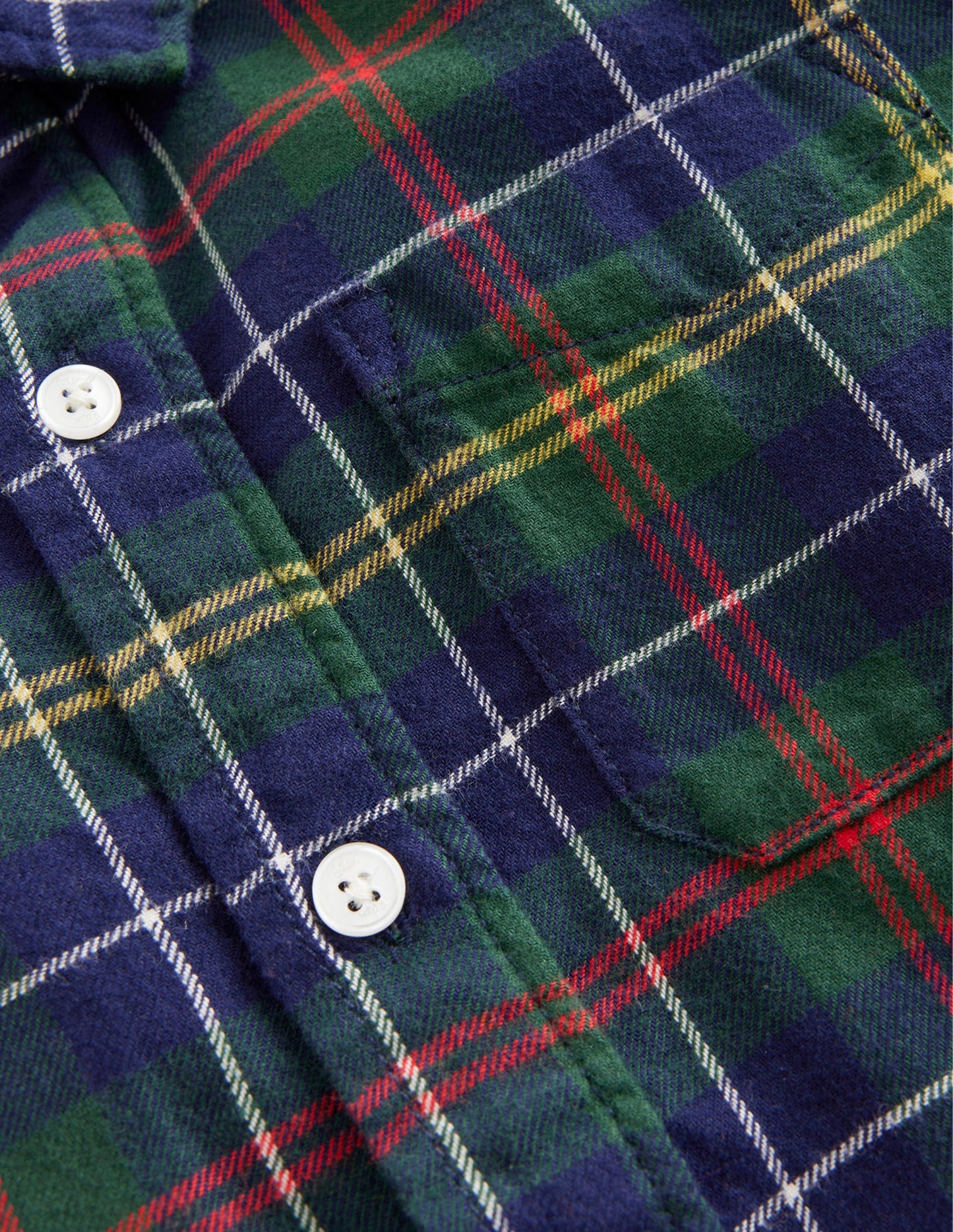 Brushed Flannel Shirt-Green / Navy / Yellow Check