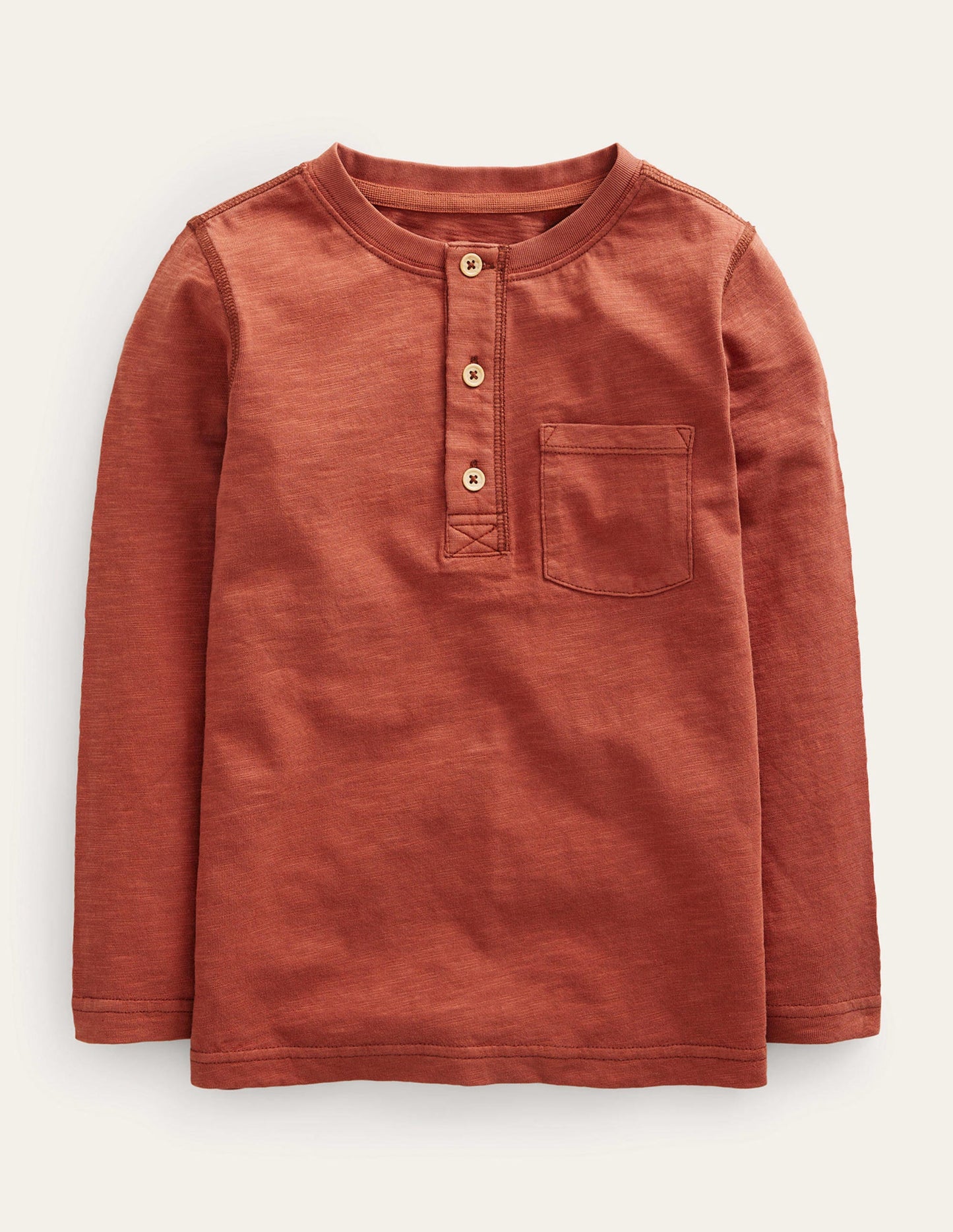 Long Sleeve Henley T-shirt-Red