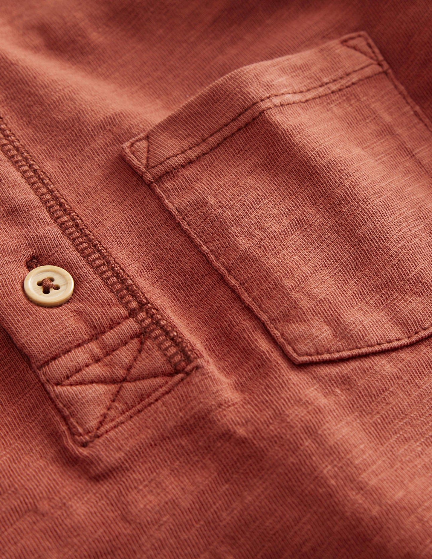 Long Sleeve Henley T-shirt-Red