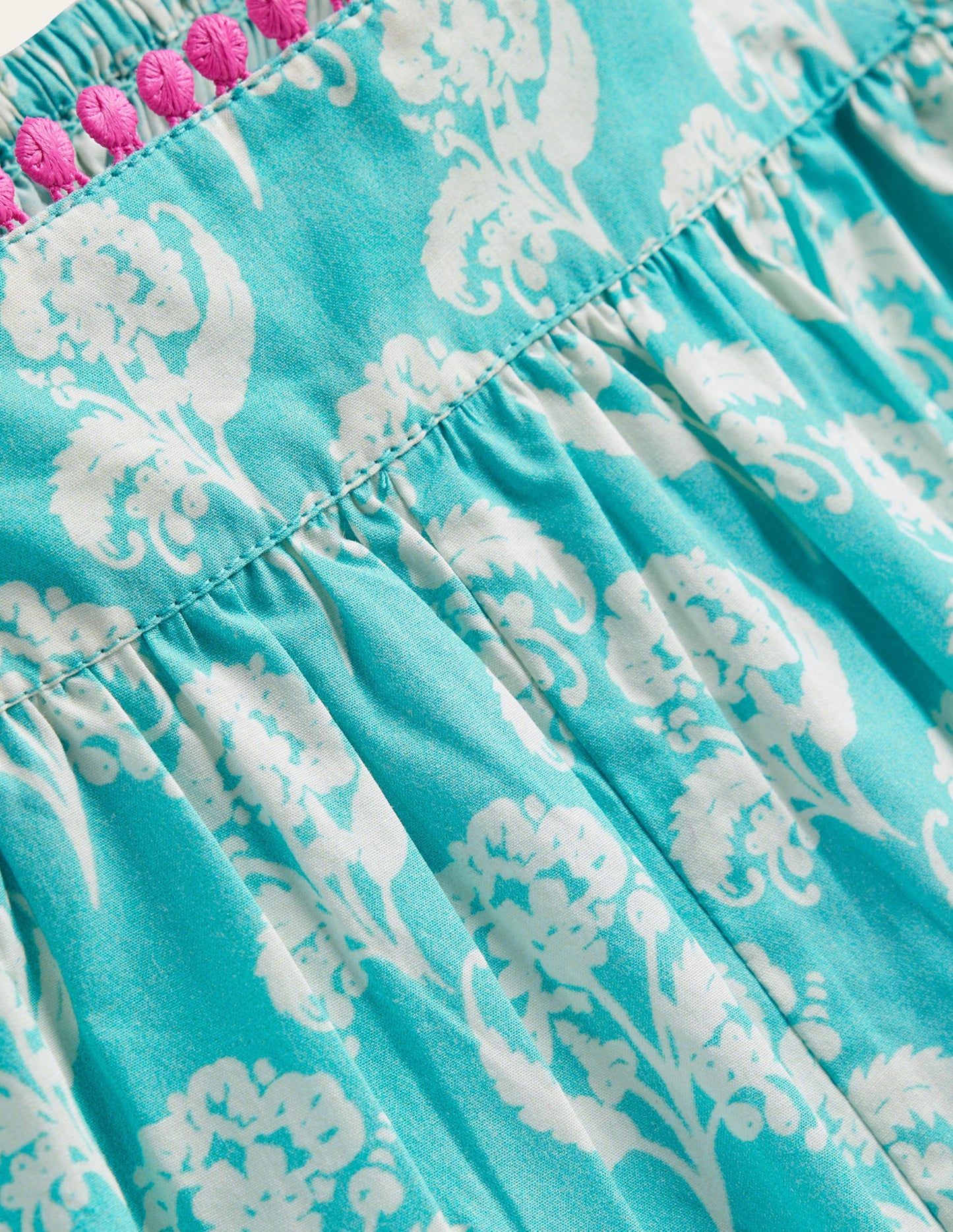 Relaxed Cotton-Poplin Jumpsuit-Delphinium Blue Floral Stamp