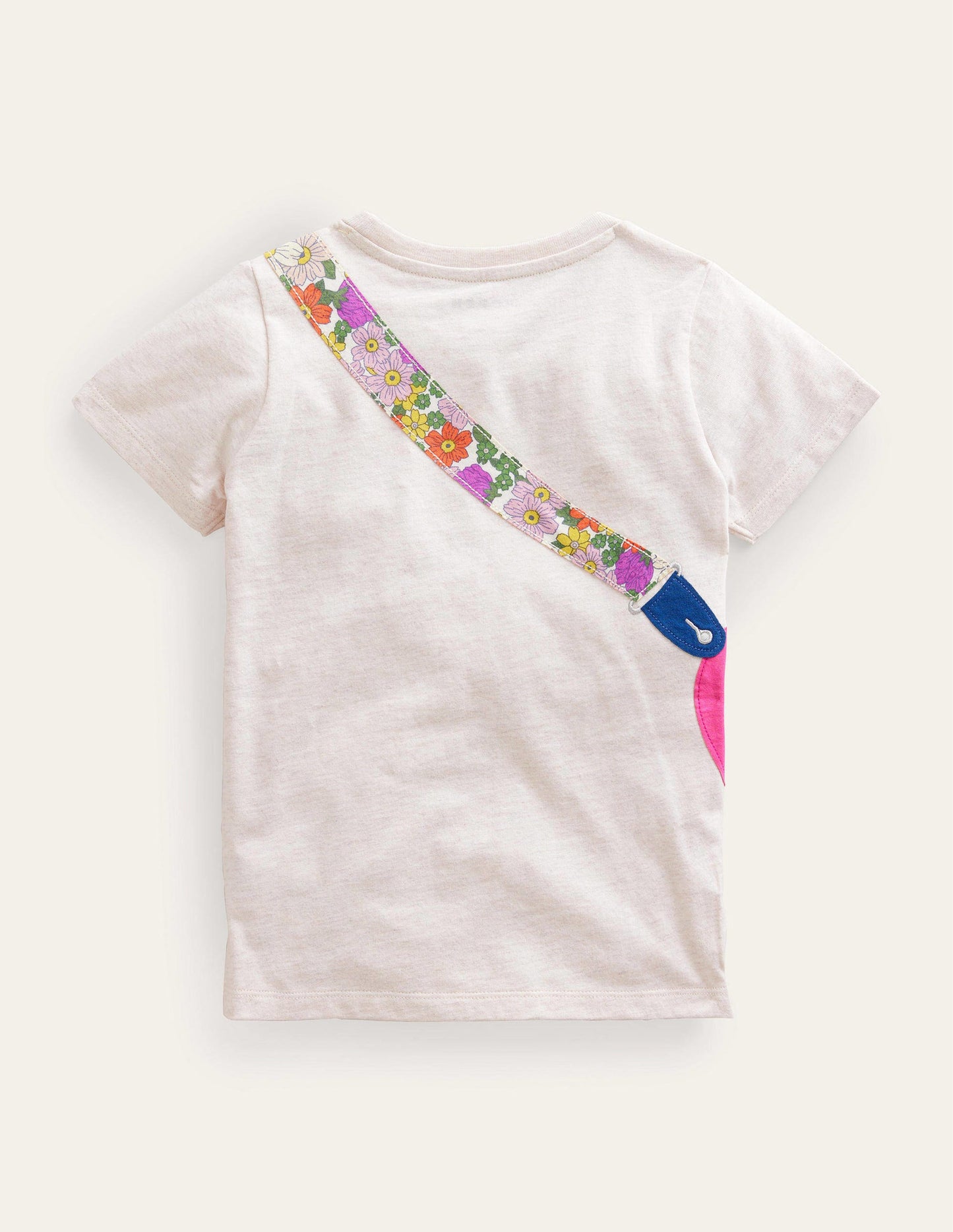 Front & Back Appliqué T-shirt-Oatmeal Marl