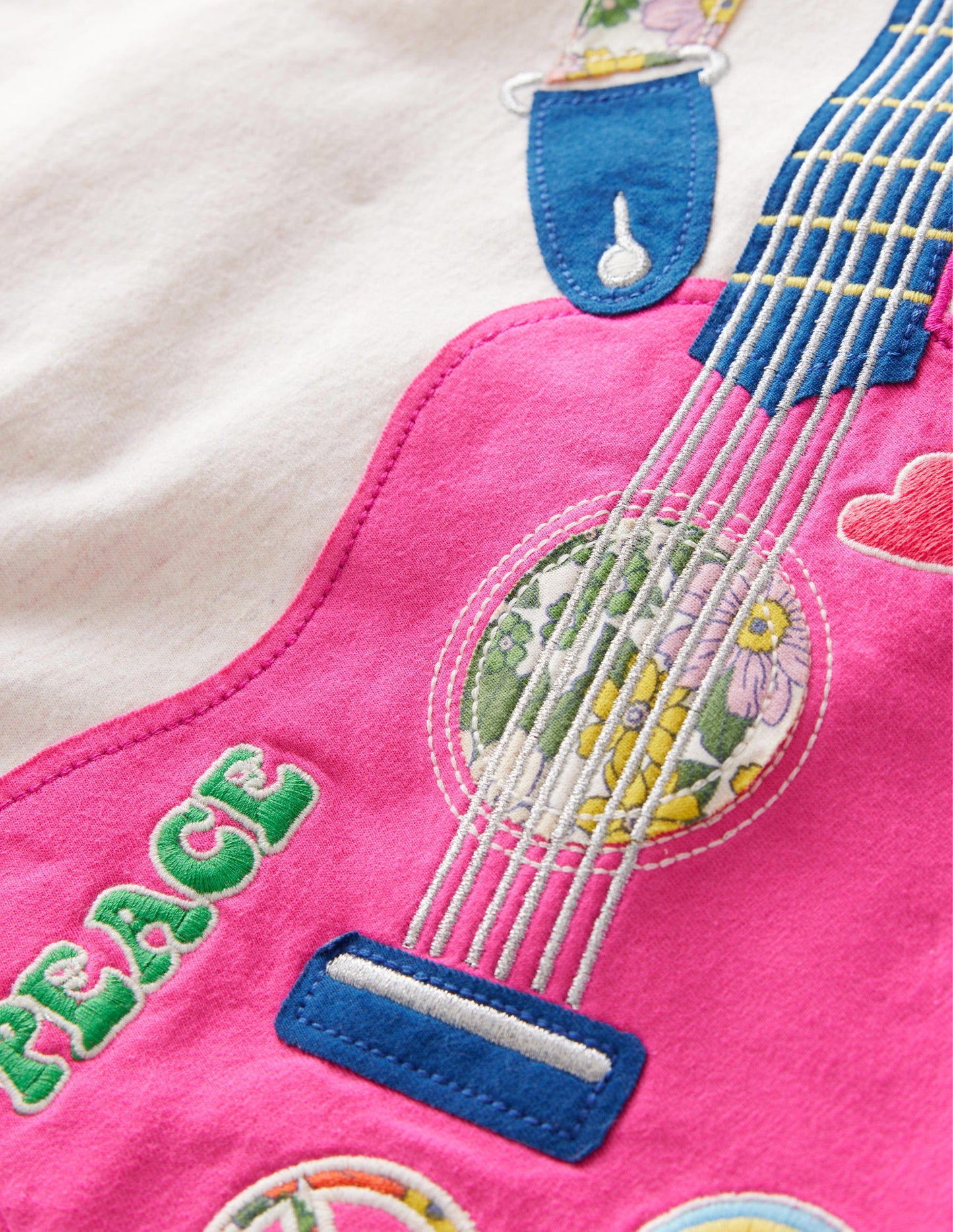 Front & Back Appliqué T-shirt-Oatmeal Marl