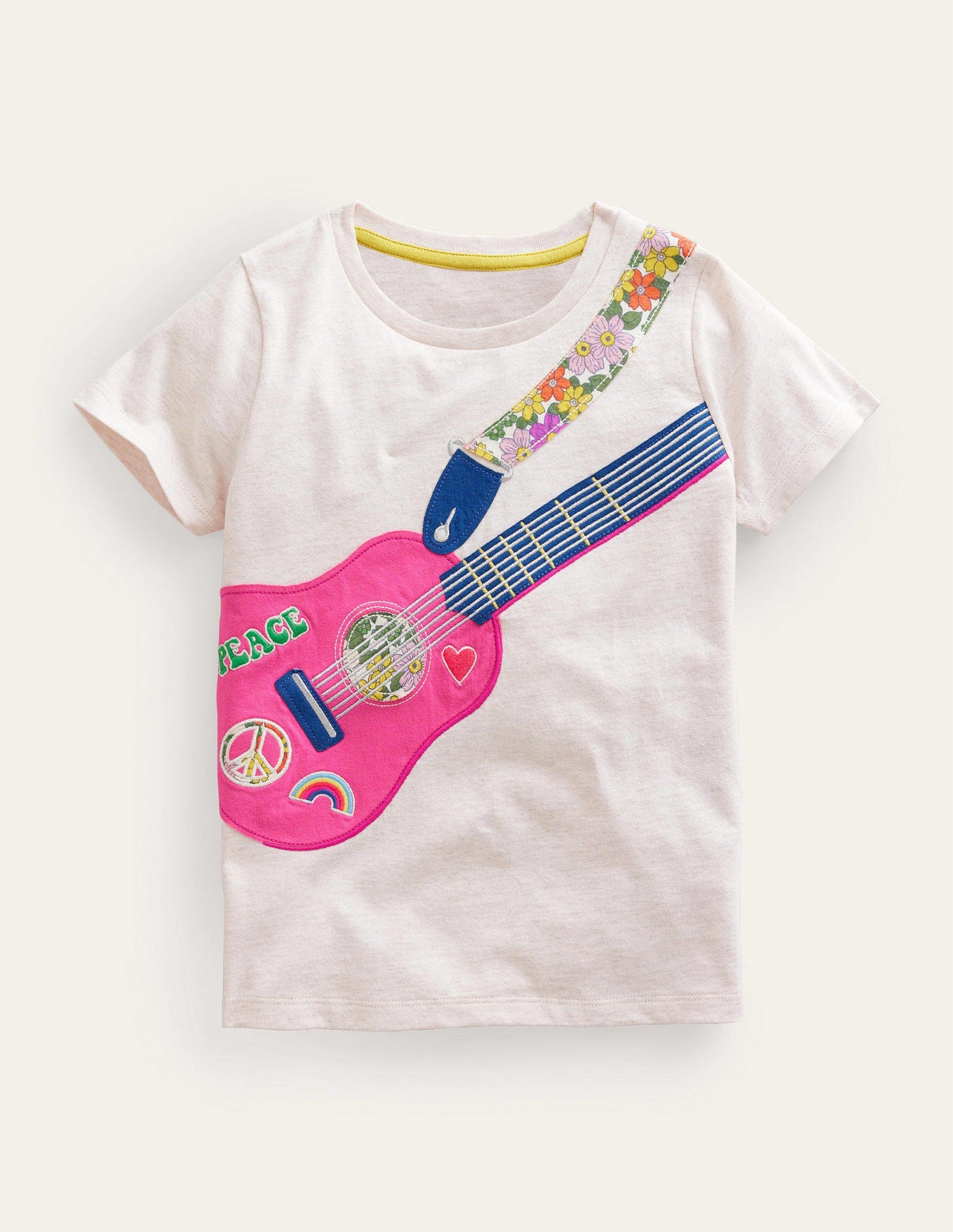 Front & Back Appliqué T-shirt-Oatmeal Marl