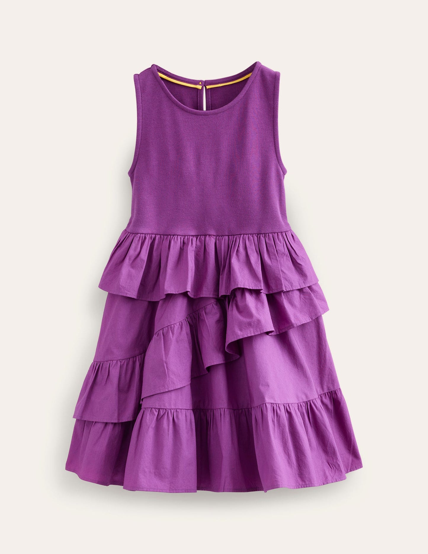 Ruffled Cotton Dress-Jewel Purple