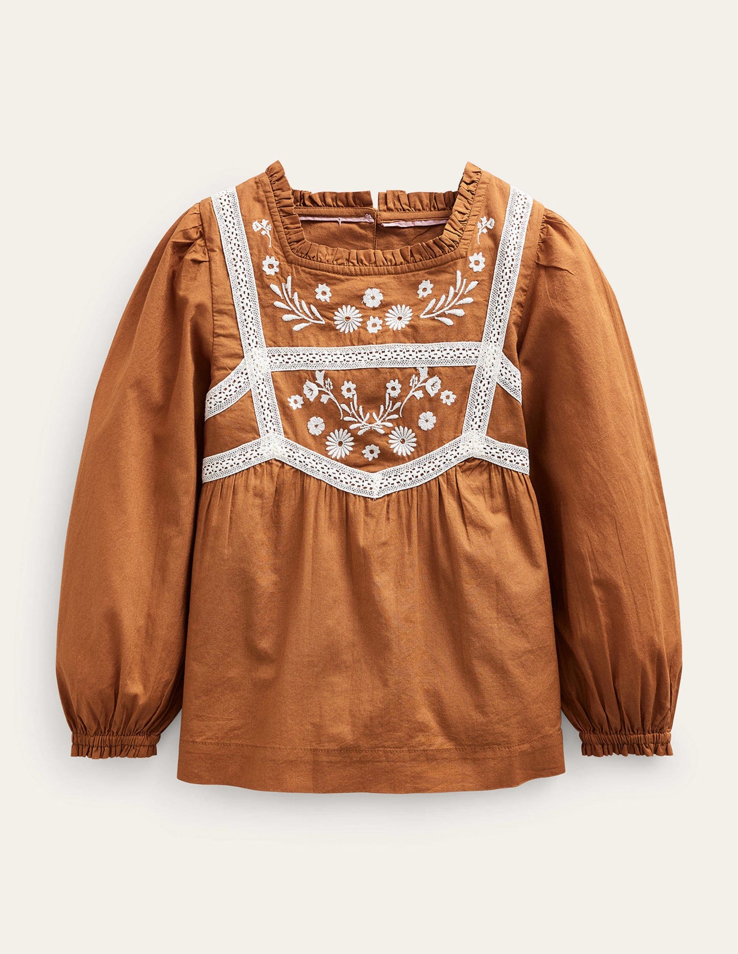 Pretty Lace Blouse-Butterscotch Brown
