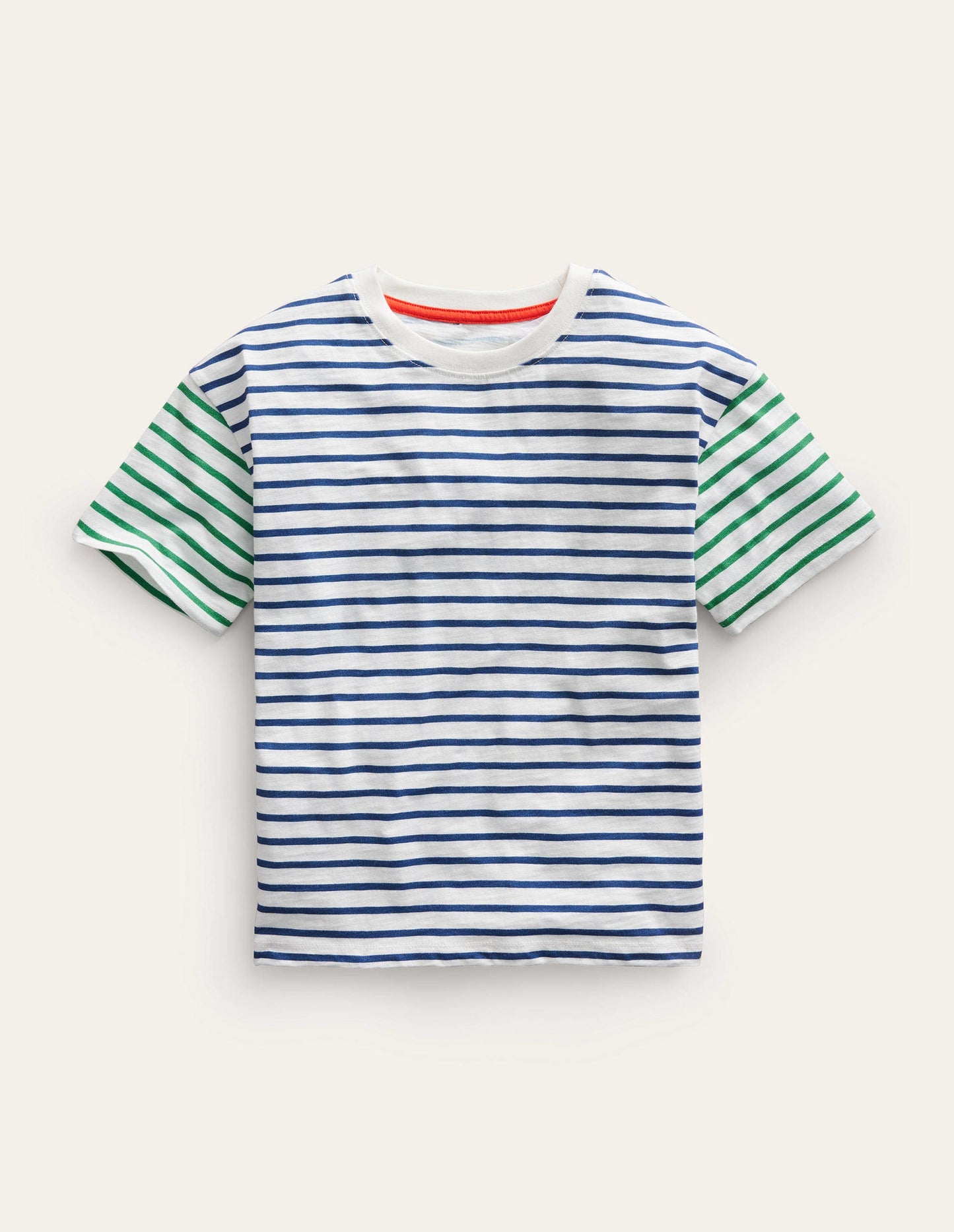 Boxy Short Sleeve Breton-Ivory/College Navy